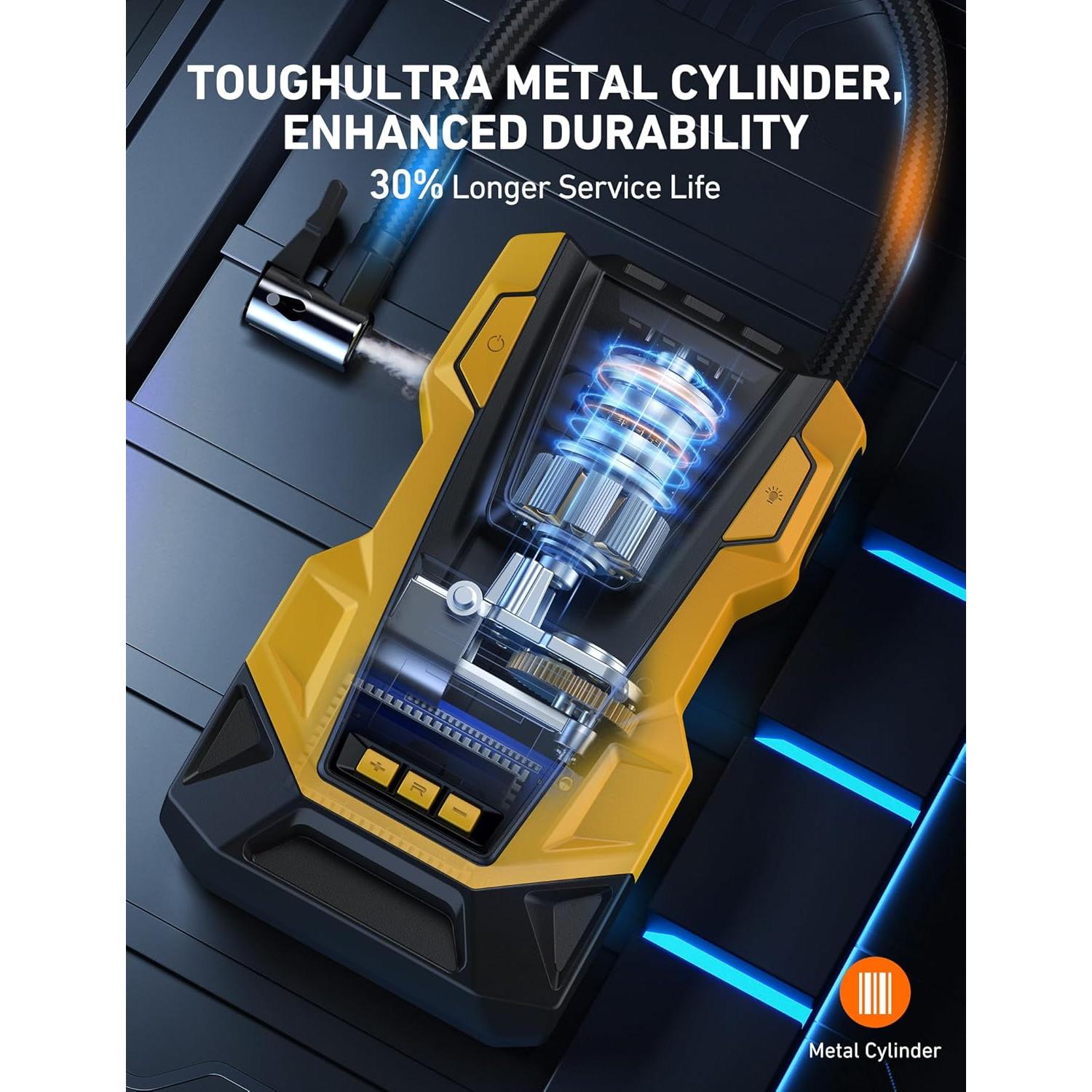 Compresor de Aire Portátil AstroAI CZK-3666 150 PSI Amarillo