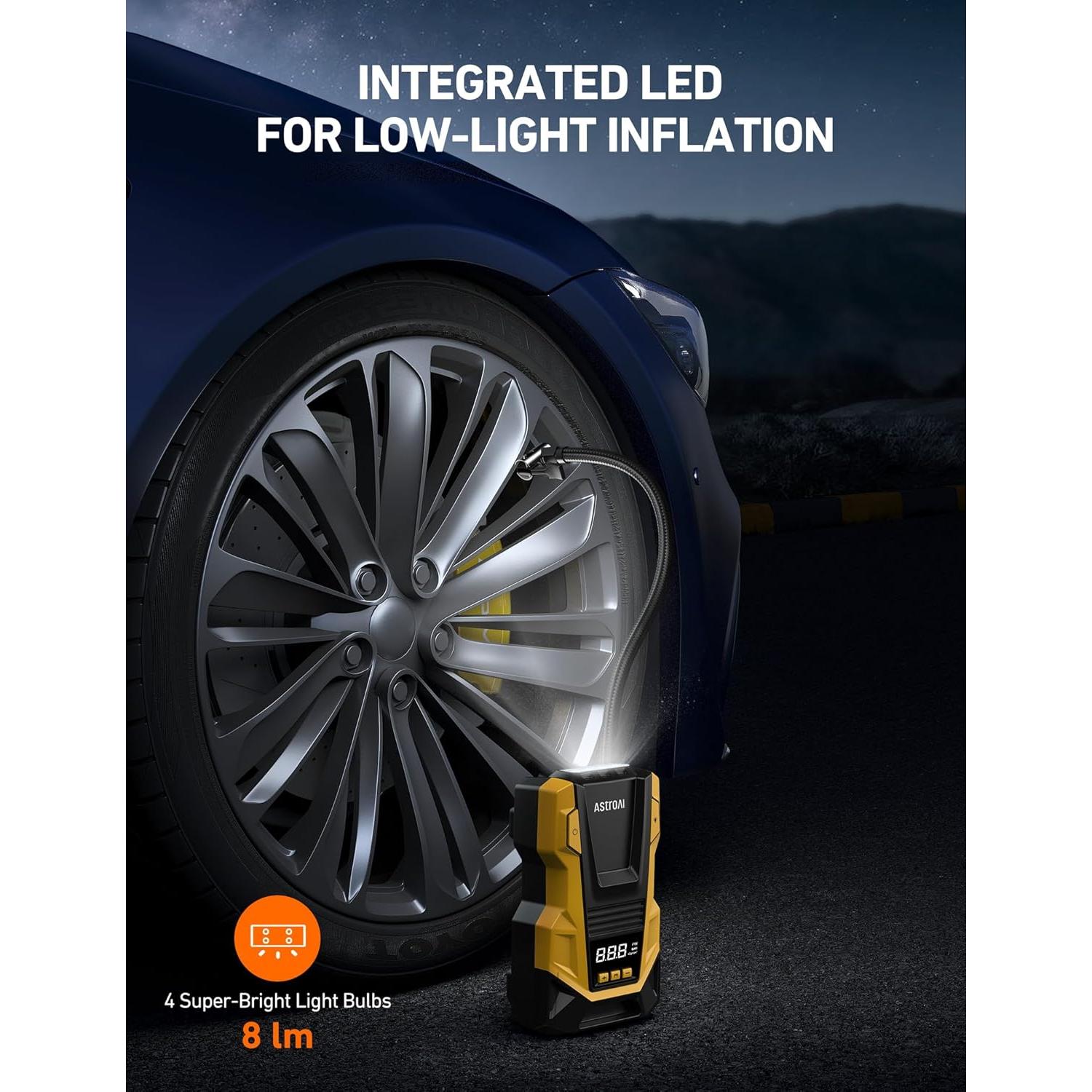 Compresor de Aire Portátil AstroAI CZK-3666 150 PSI Amarillo