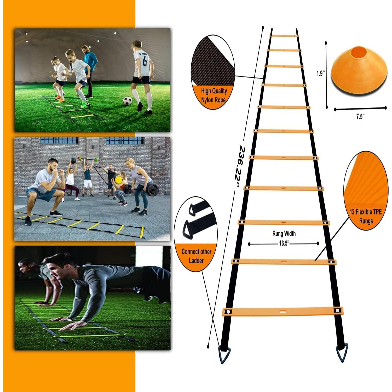 Set de Entrenamiento de Agilidad ENDIESS - Escalera 6.1m, Vallas, Conos