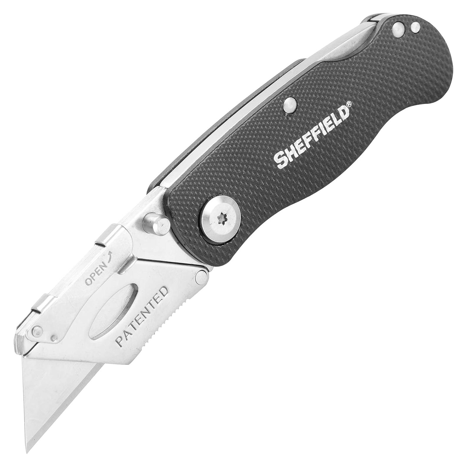 Cuchillo Utility Plegable Sheffield 12613 Negro, Mango Aluminio