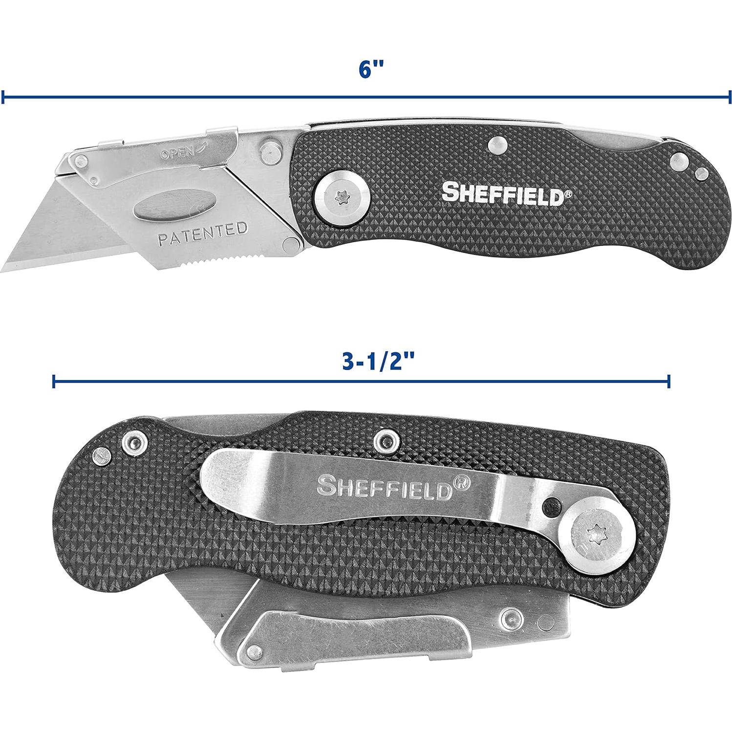 Cuchillo Utility Plegable Sheffield 12613 Negro, Mango Aluminio