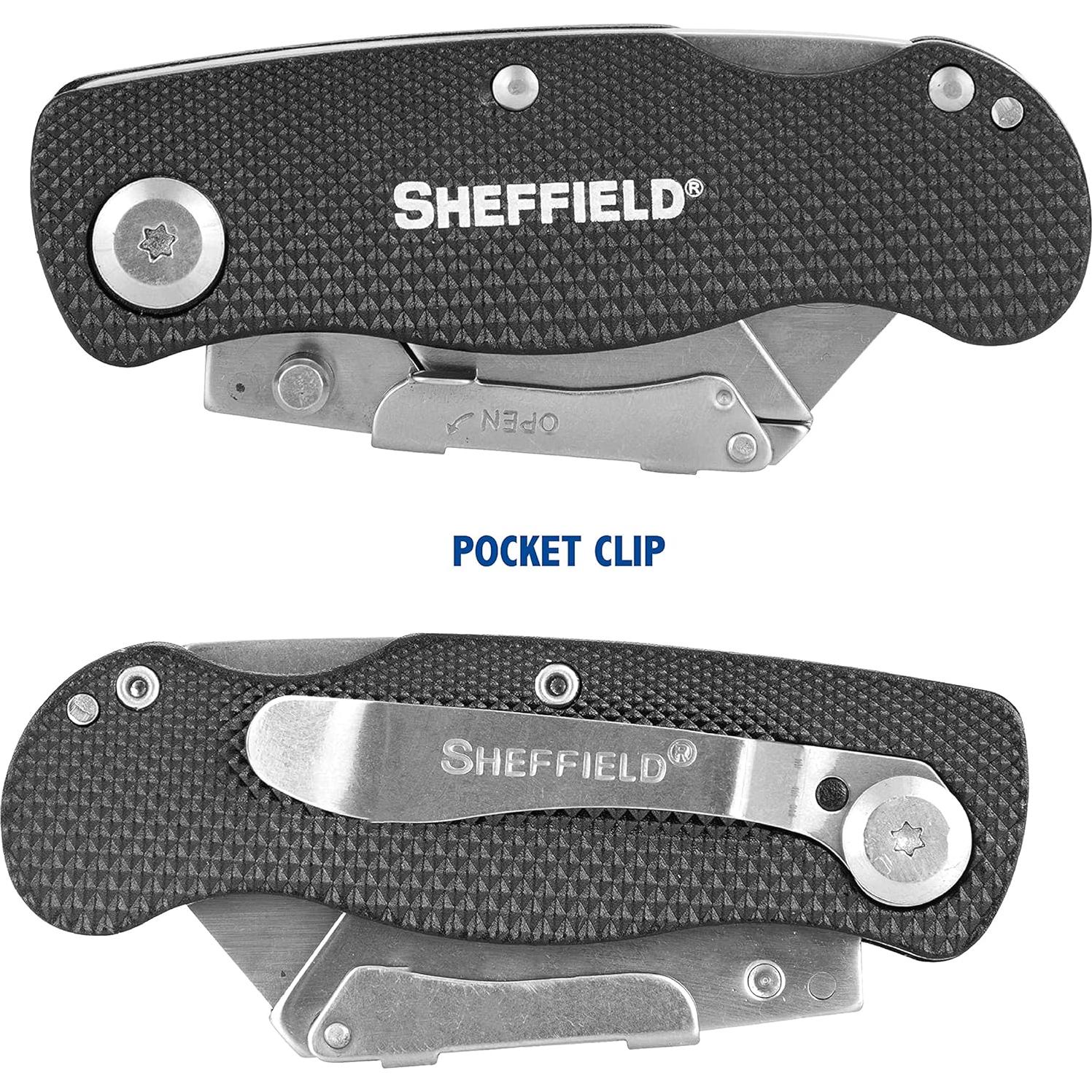 Cuchillo Utility Plegable Sheffield 12613 Negro, Mango Aluminio