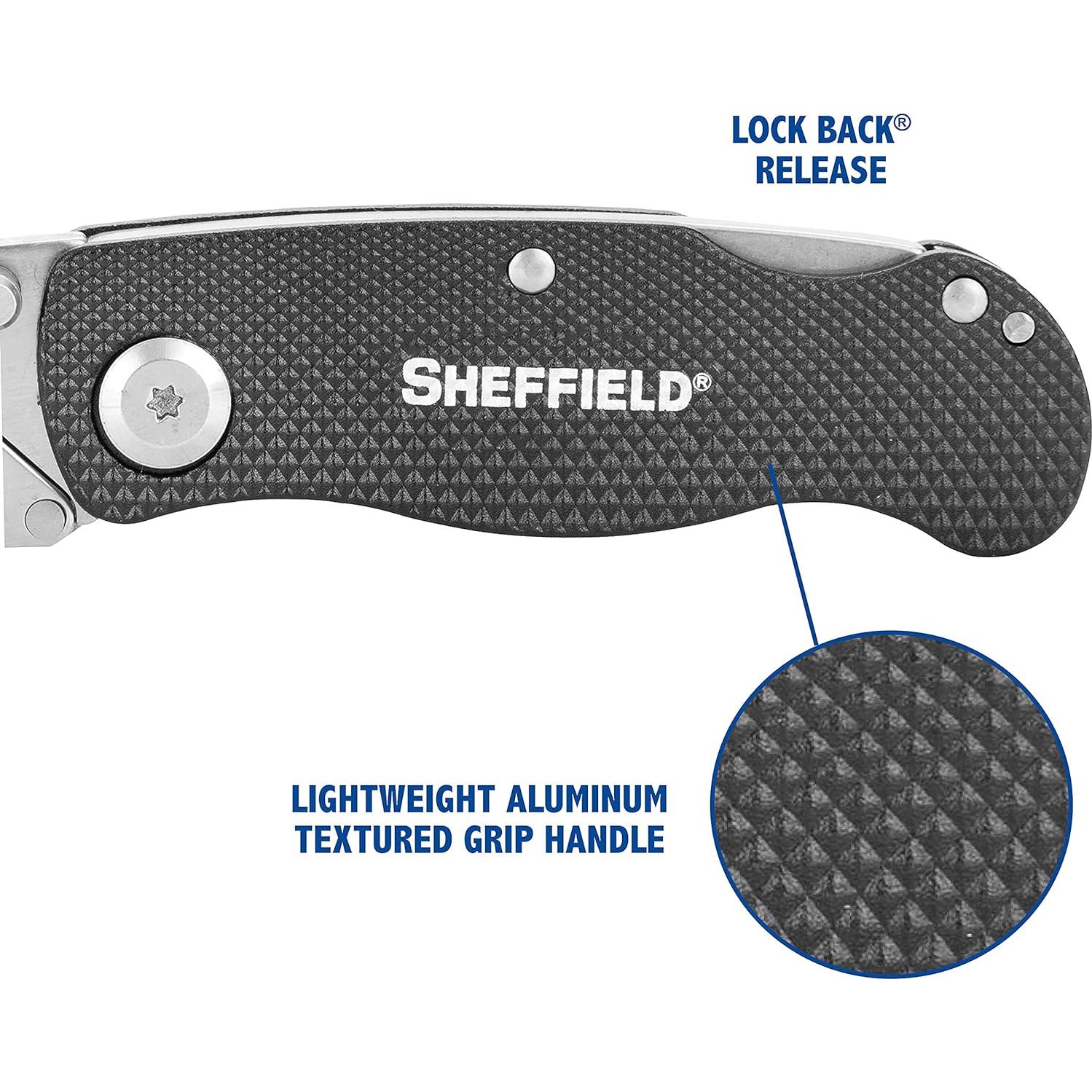 Cuchillo Utility Plegable Sheffield 12613 Negro, Mango Aluminio