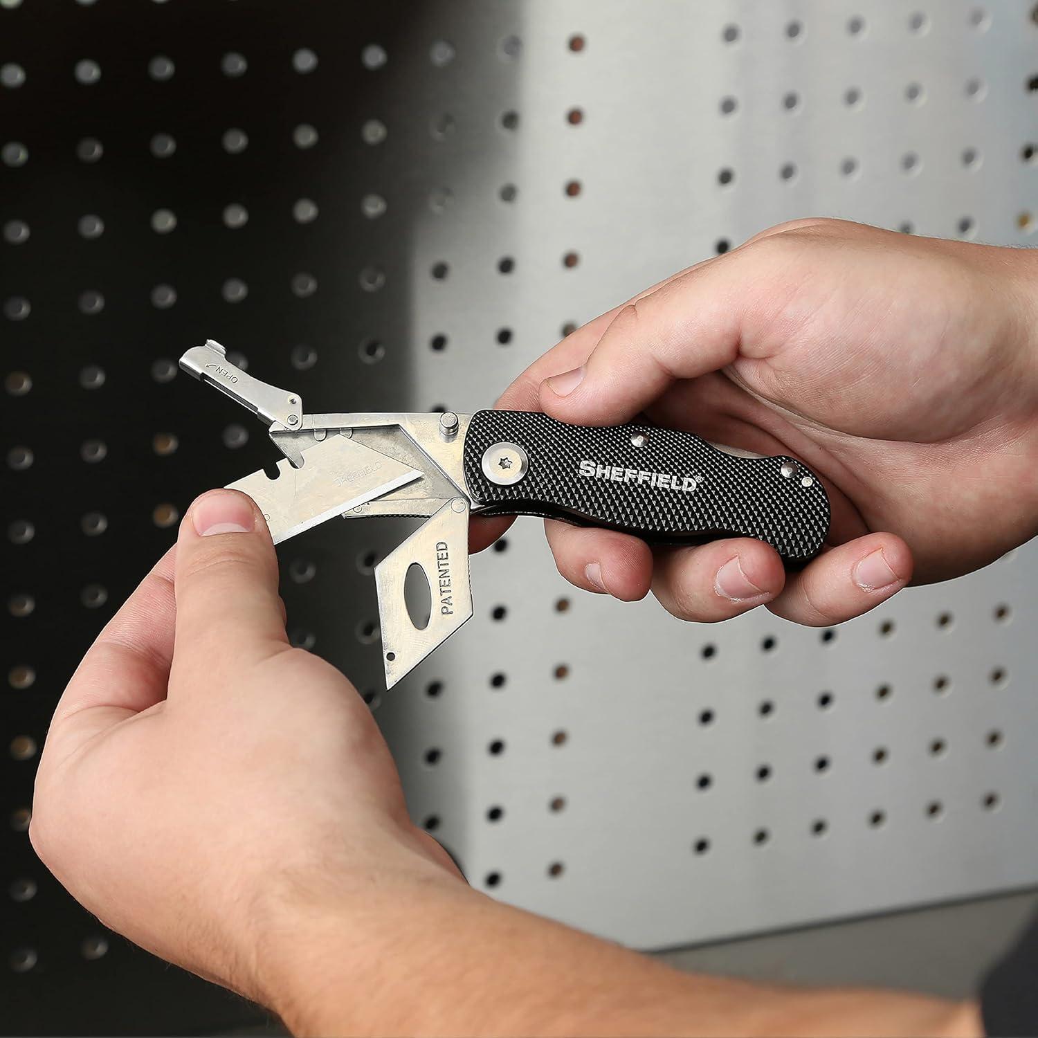 Cuchillo Utility Plegable Sheffield 12613 Negro, Mango Aluminio