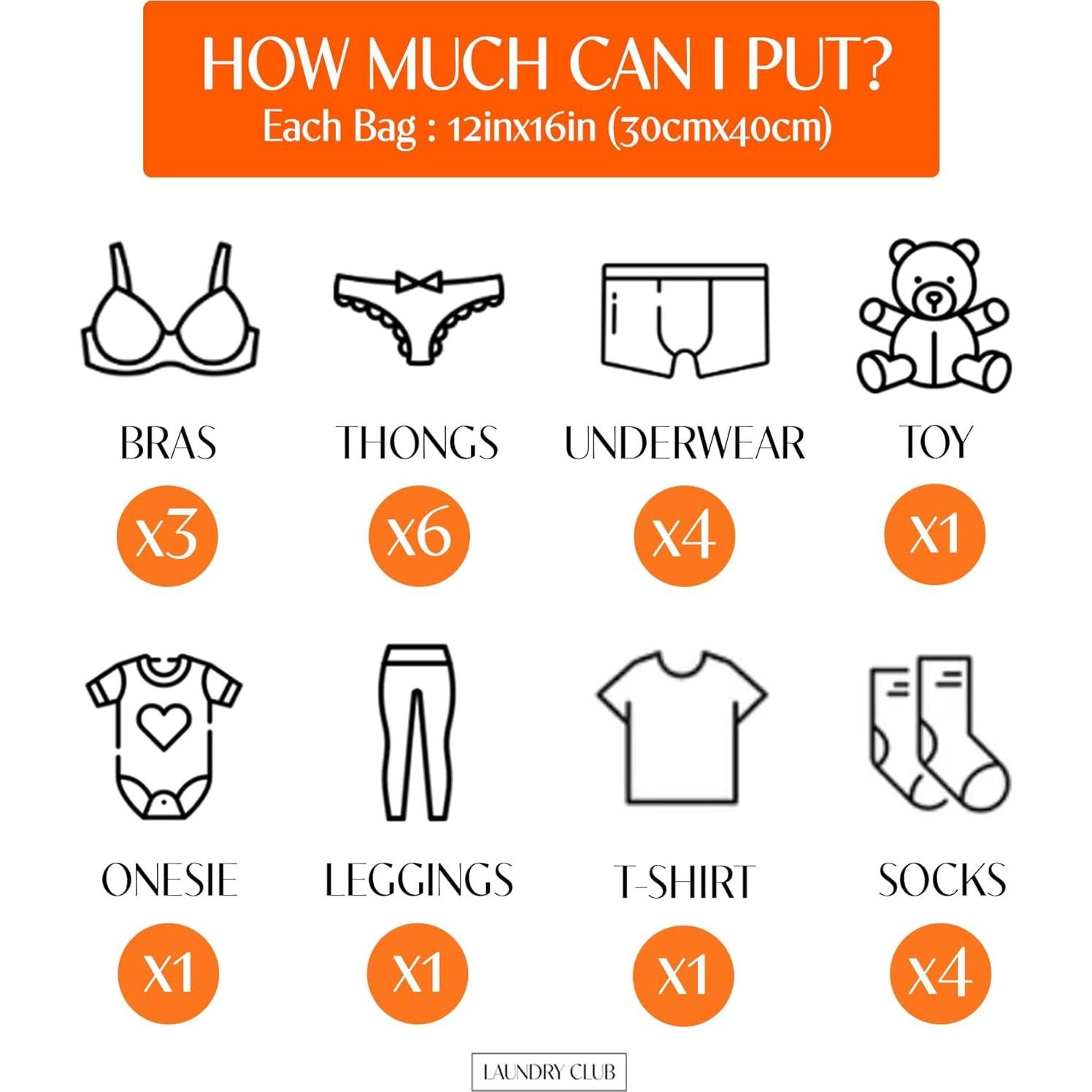 Paquete de 4 Bolsas de Malla Laundry Club 30x40cm para Ropa Delicada