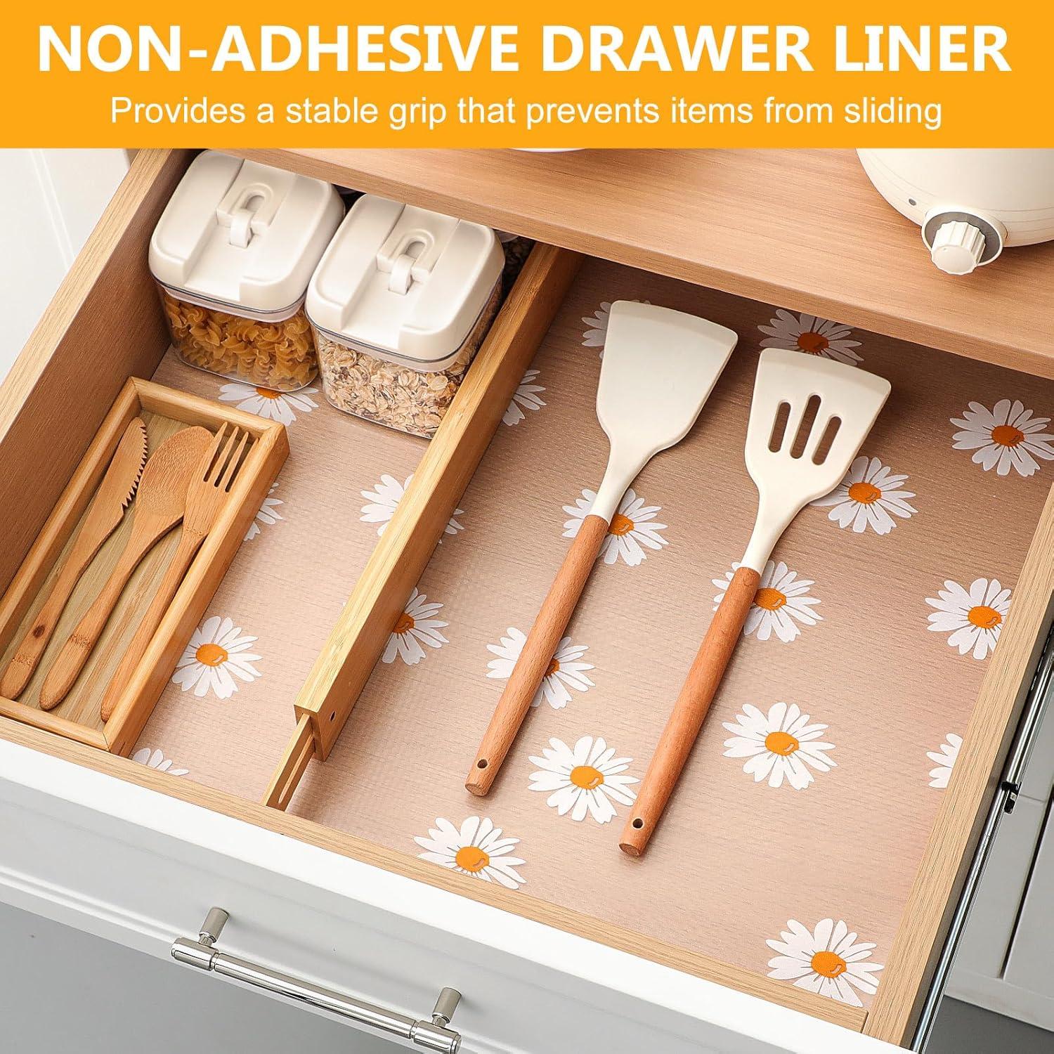 INNOLITES Shelf Liner for Kitchen Cabinets Non-Adhesive Drawer & Cabinet Liner Washable Oil-Proof Easy to Cut for Cupboard Shelves Storage Dresse Desks 11.8" x 236"