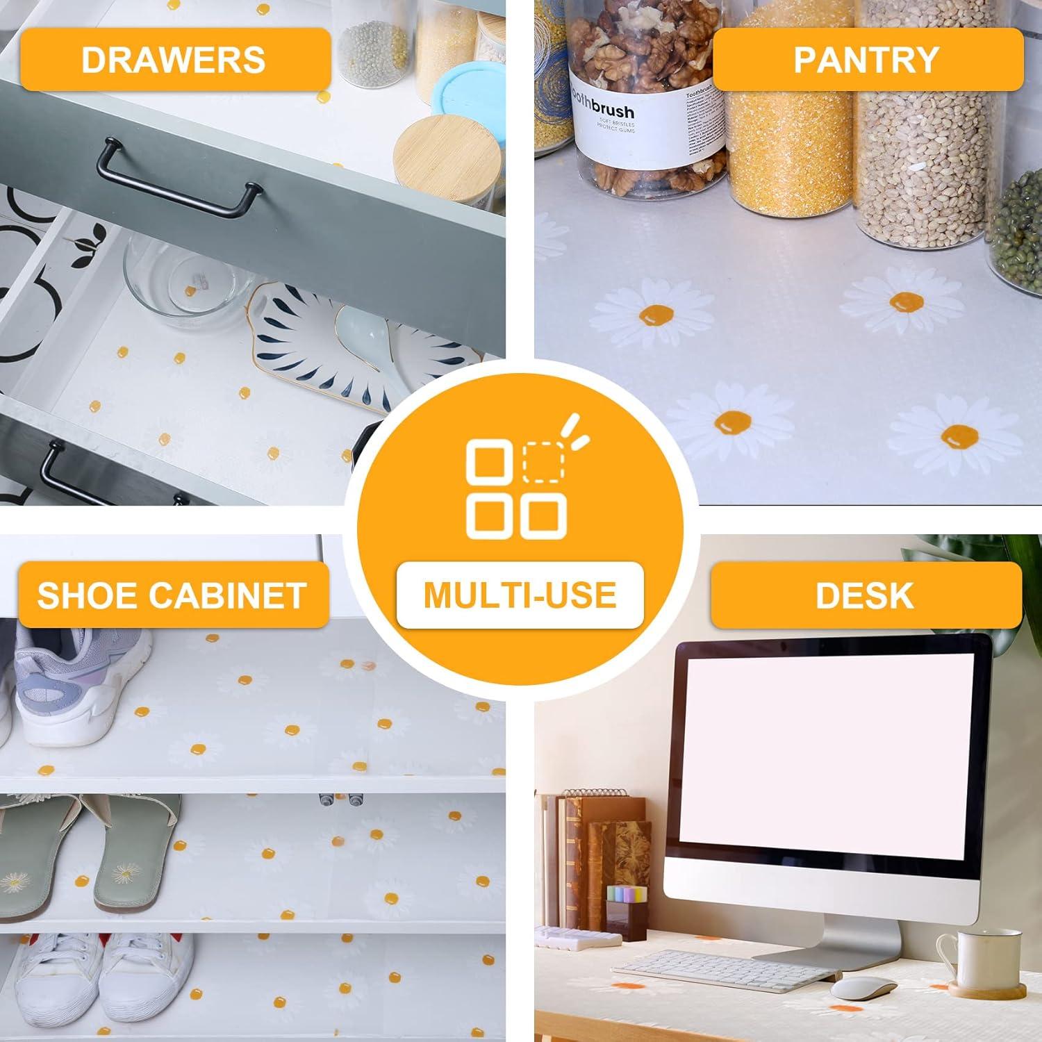 INNOLITES Shelf Liner for Kitchen Cabinets Non-Adhesive Drawer & Cabinet Liner Washable Oil-Proof Easy to Cut for Cupboard Shelves Storage Dresse Desks 11.8" x 236"