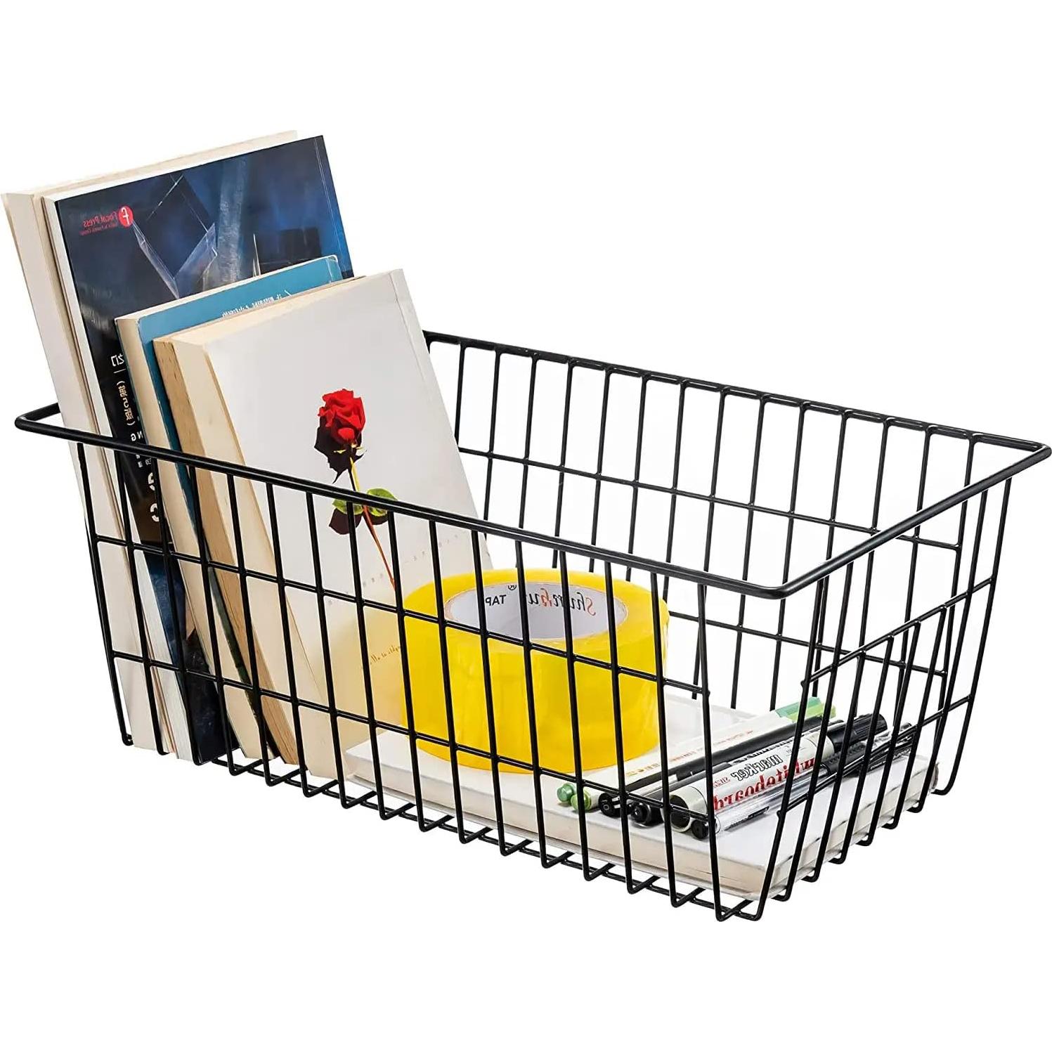 Cestas de Alambre de Metal GEDLIRE 6 Piezas 38.6x26.7x15 cm Negro