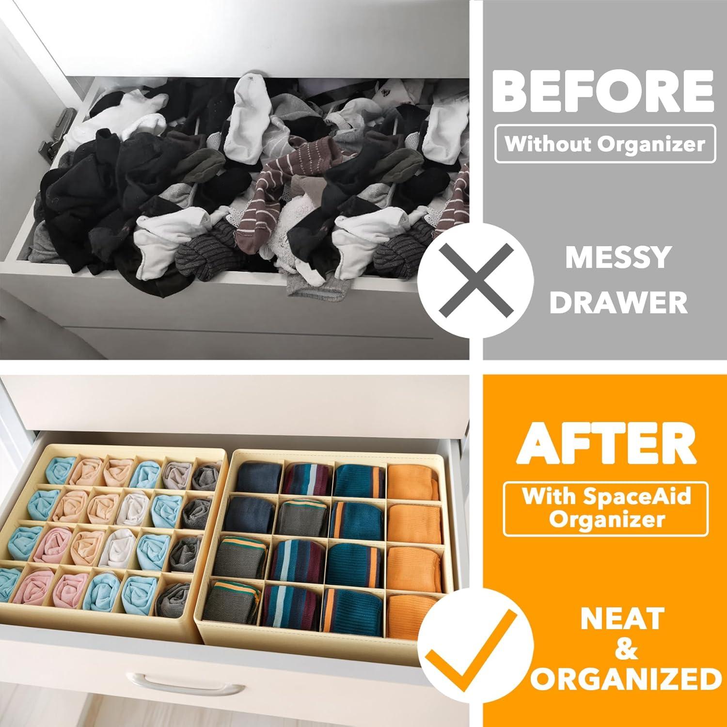 Organizador de Cajones SpaceAid 3 Paquetes 64 Celdas Beige