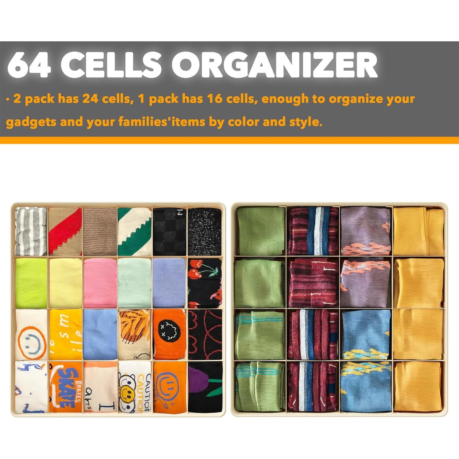 Organizador de Cajones SpaceAid 3 Paquetes 64 Celdas Beige