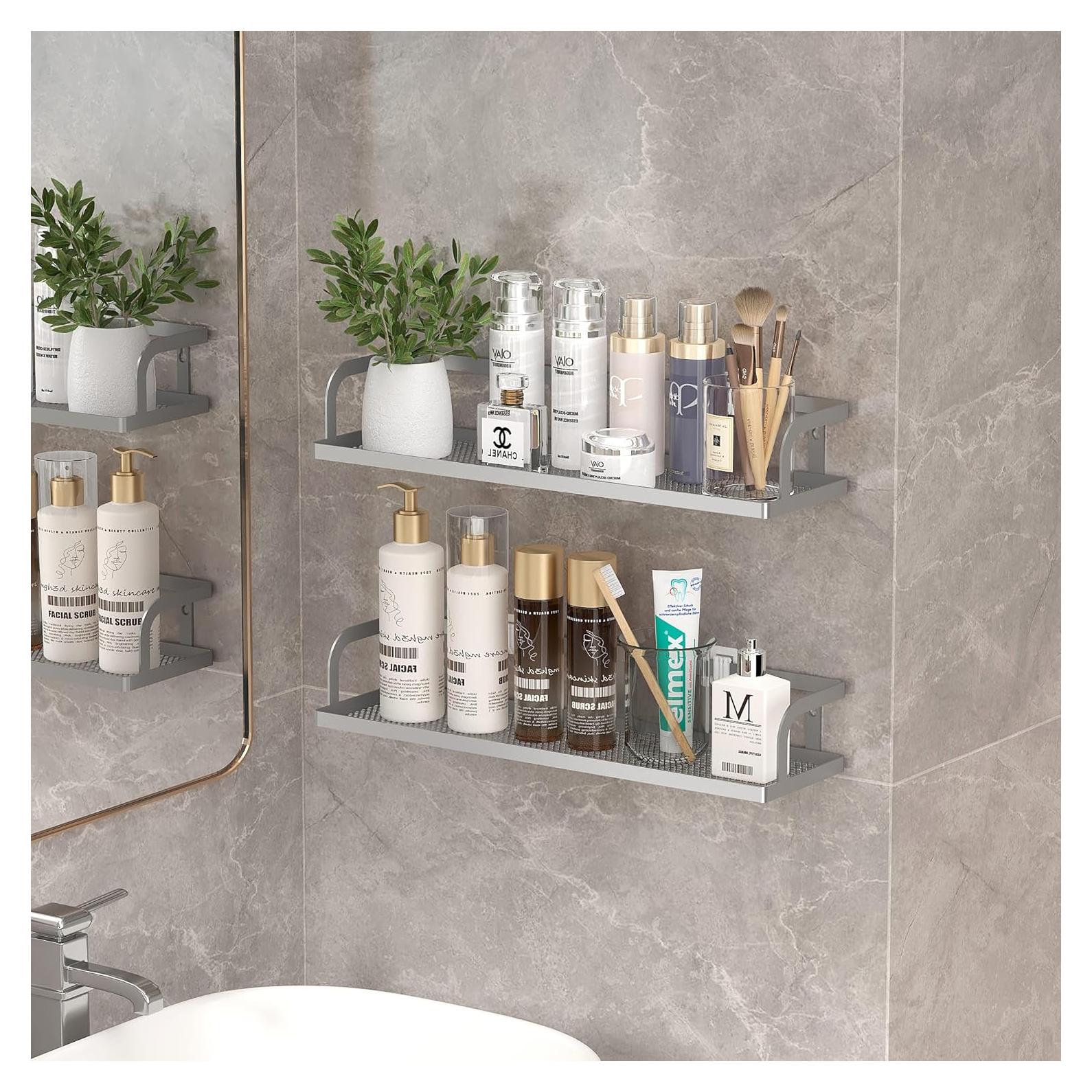 Cesta de Pared PUSDON 2 Paquetes Metal Gris Plateado 42cm