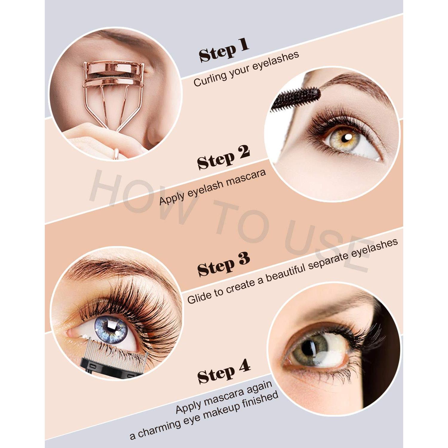 Kit Rizador de Pestañas TPPICK Oro Rosa 3 en 1 con Peine