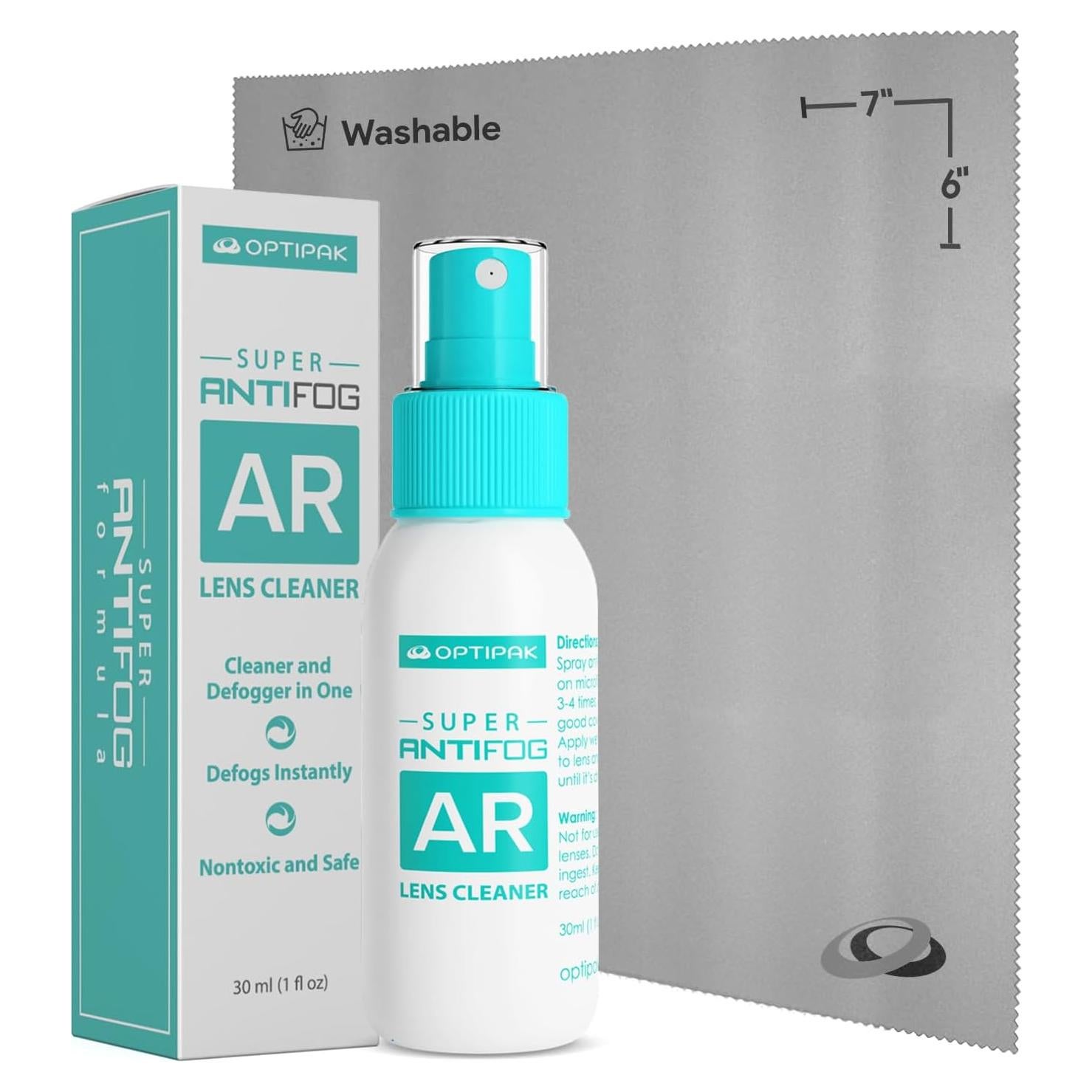 Kit Limpiador de Gafas Antivaho OPTIPAK 30ml + Paño Microfibra