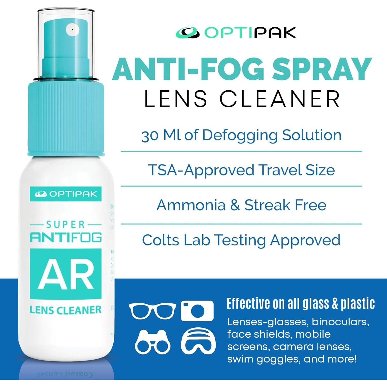 Kit Limpiador de Gafas Antivaho OPTIPAK 30ml + Paño Microfibra