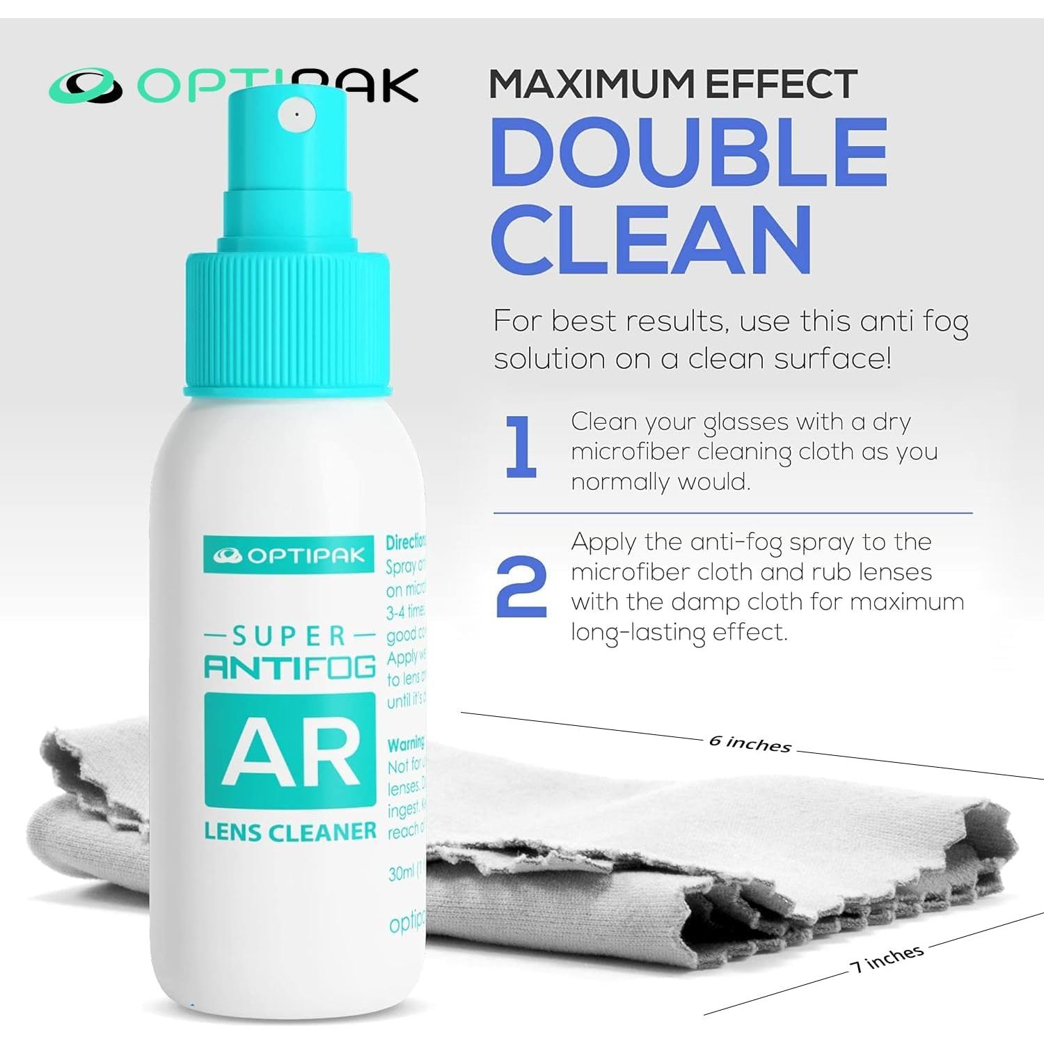 Kit Limpiador de Gafas Antivaho OPTIPAK 30ml + Paño Microfibra