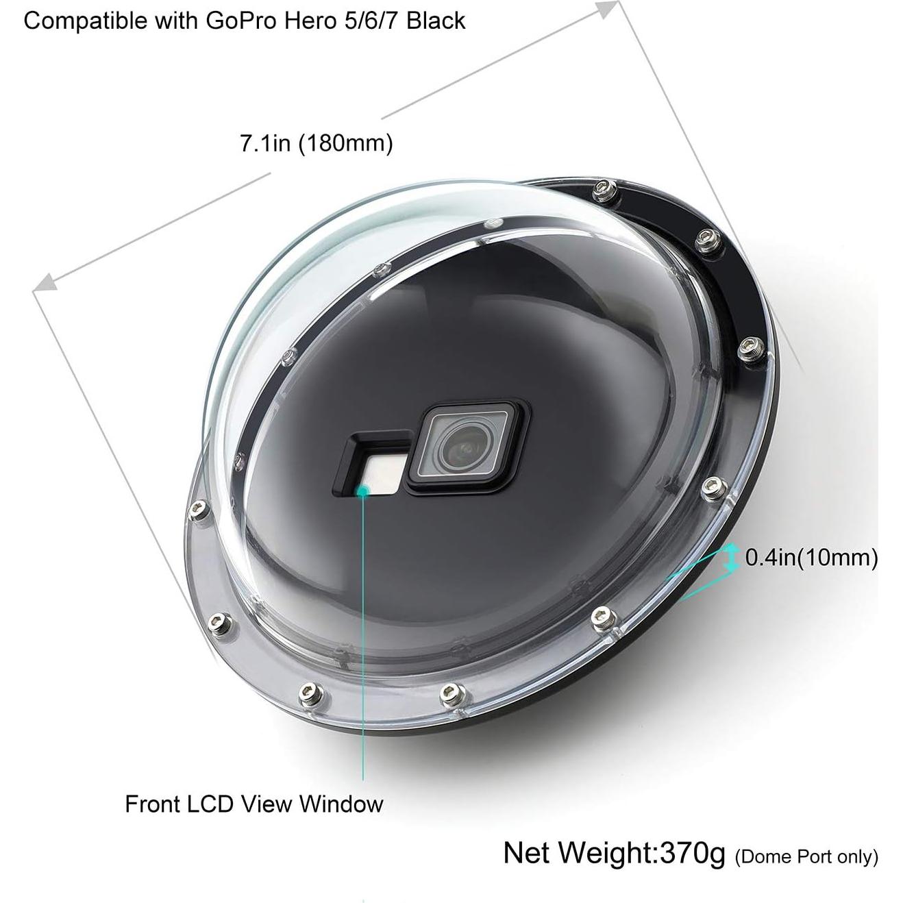 Puerto de cúpula impermeable GEPULY para GoPro Hero 5/6/7