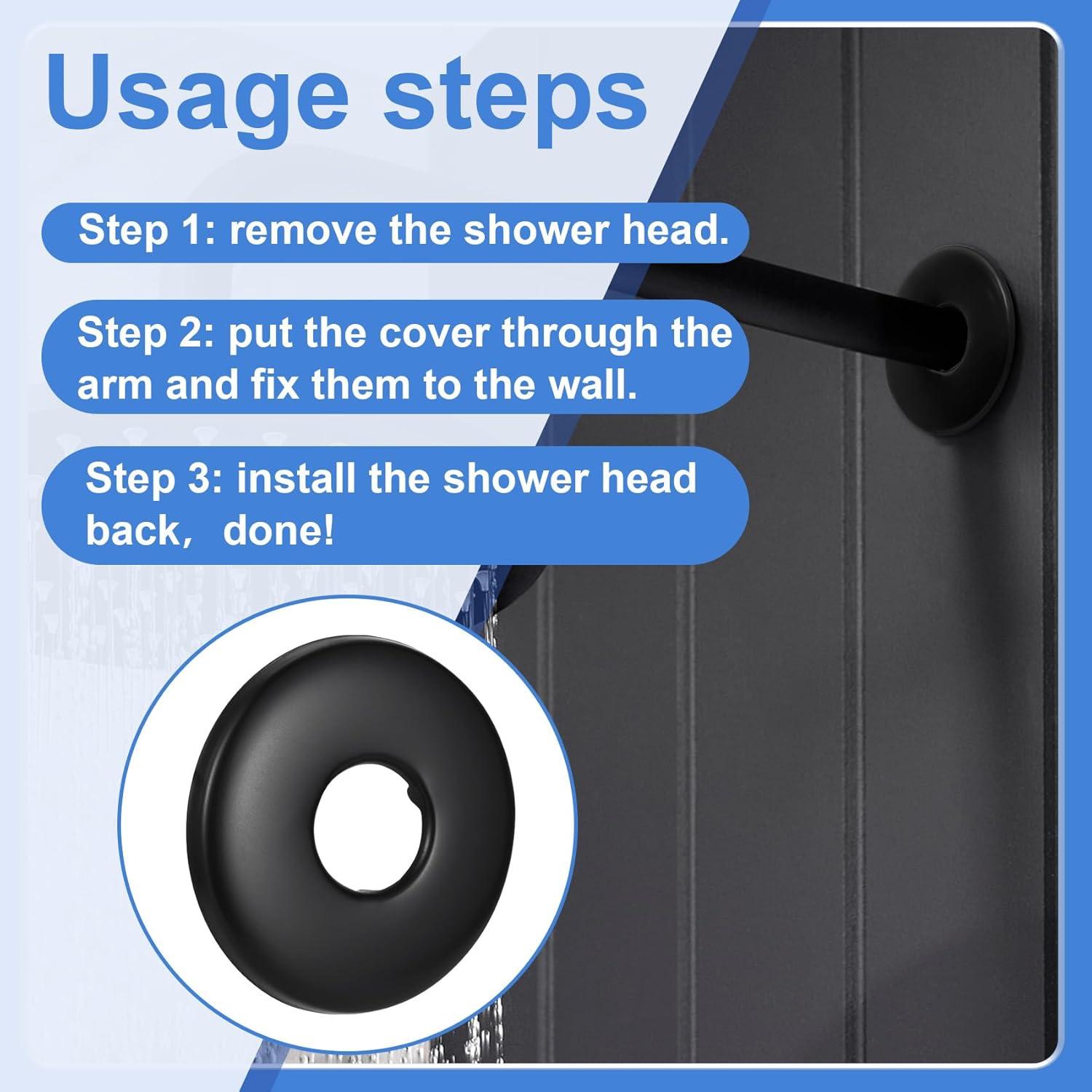 OIIKI 2 Paquete Cubiertas de Flange de Ducha 6.28 cm Negro Mate