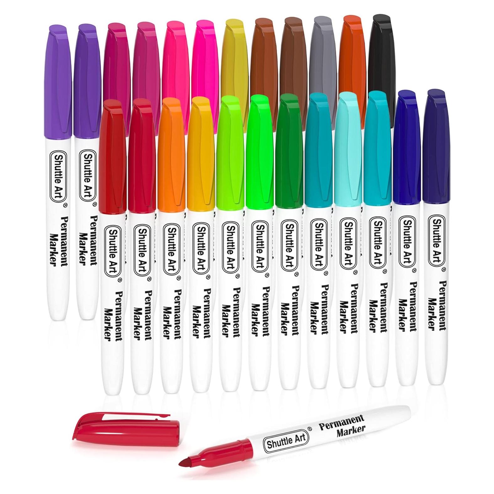 Set de 24 Marcadores Permanentes Shuttle Art Punta Fina Multicolor