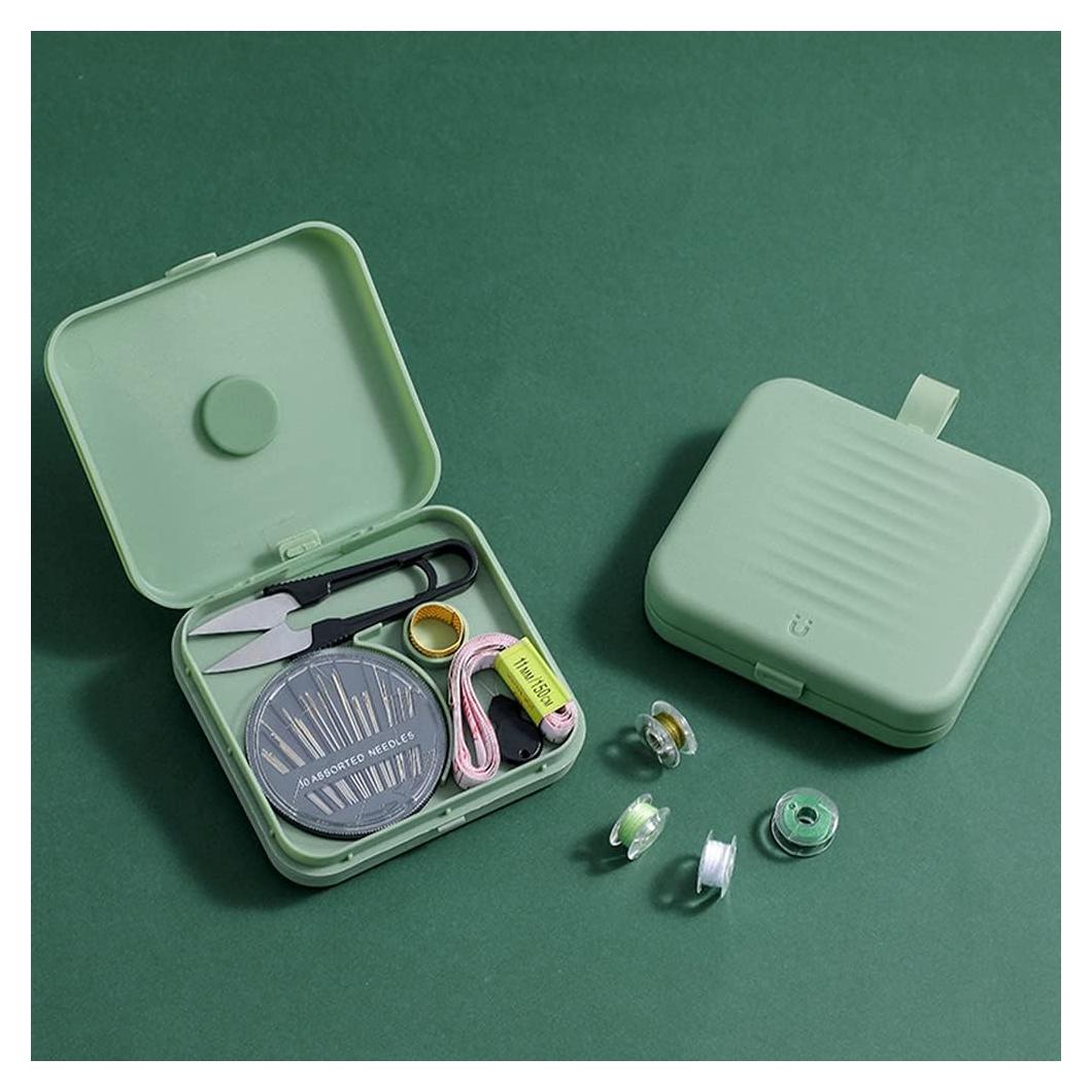 Caja de Costura Pequeña Portátil Verde con Accesorios