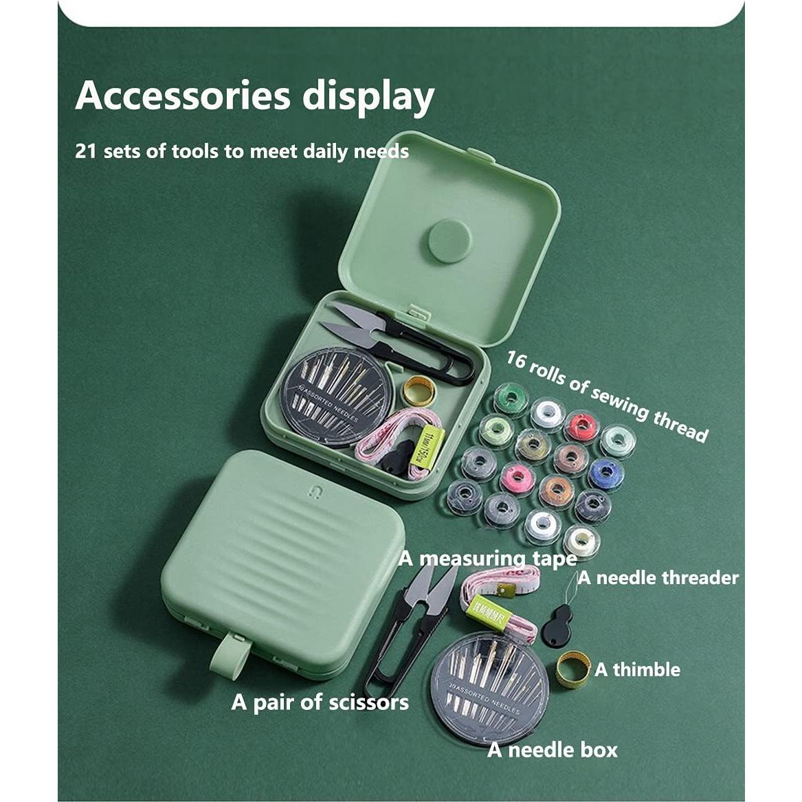 Caja de Costura Pequeña Portátil Verde con Accesorios