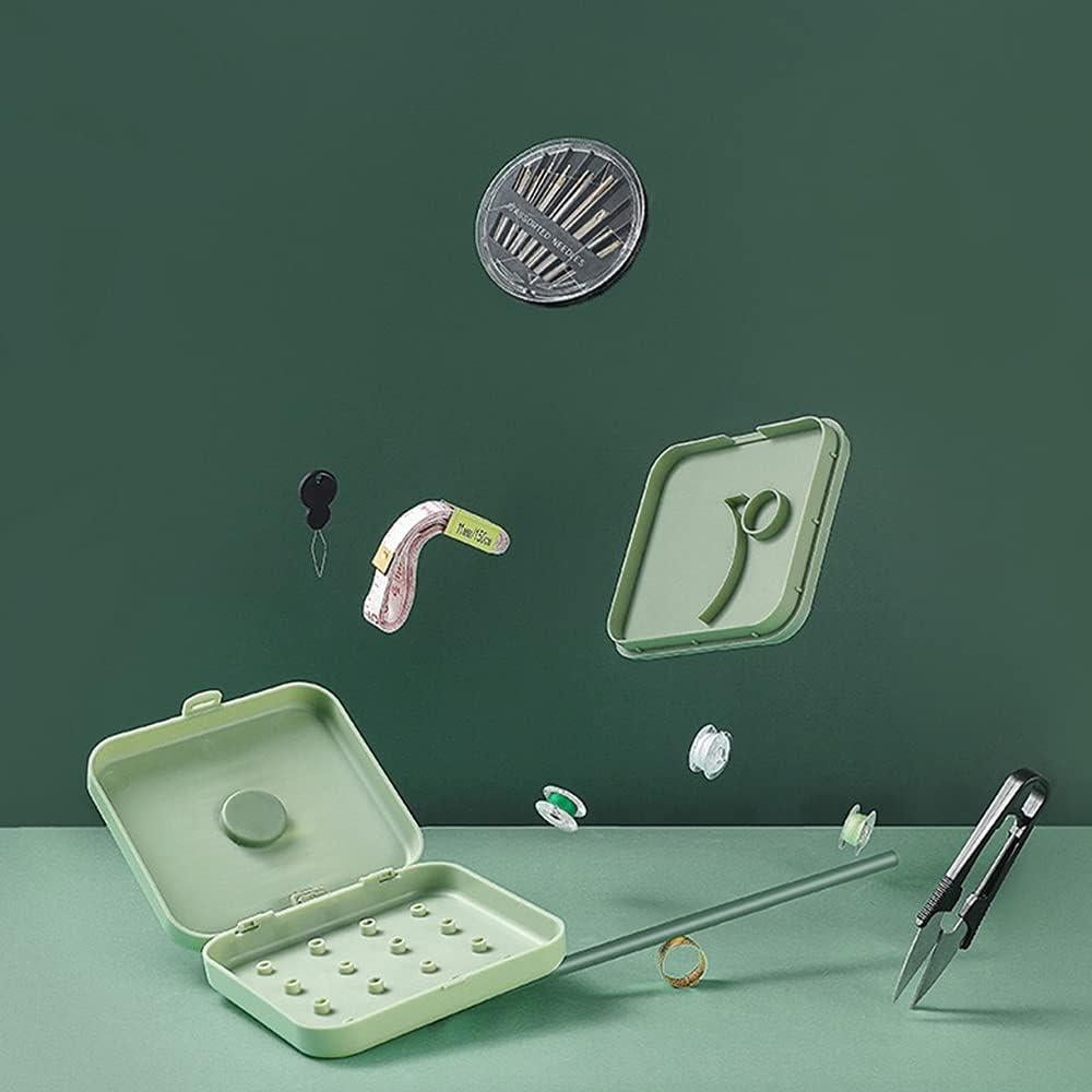 Caja de Costura Pequeña Portátil Verde con Accesorios