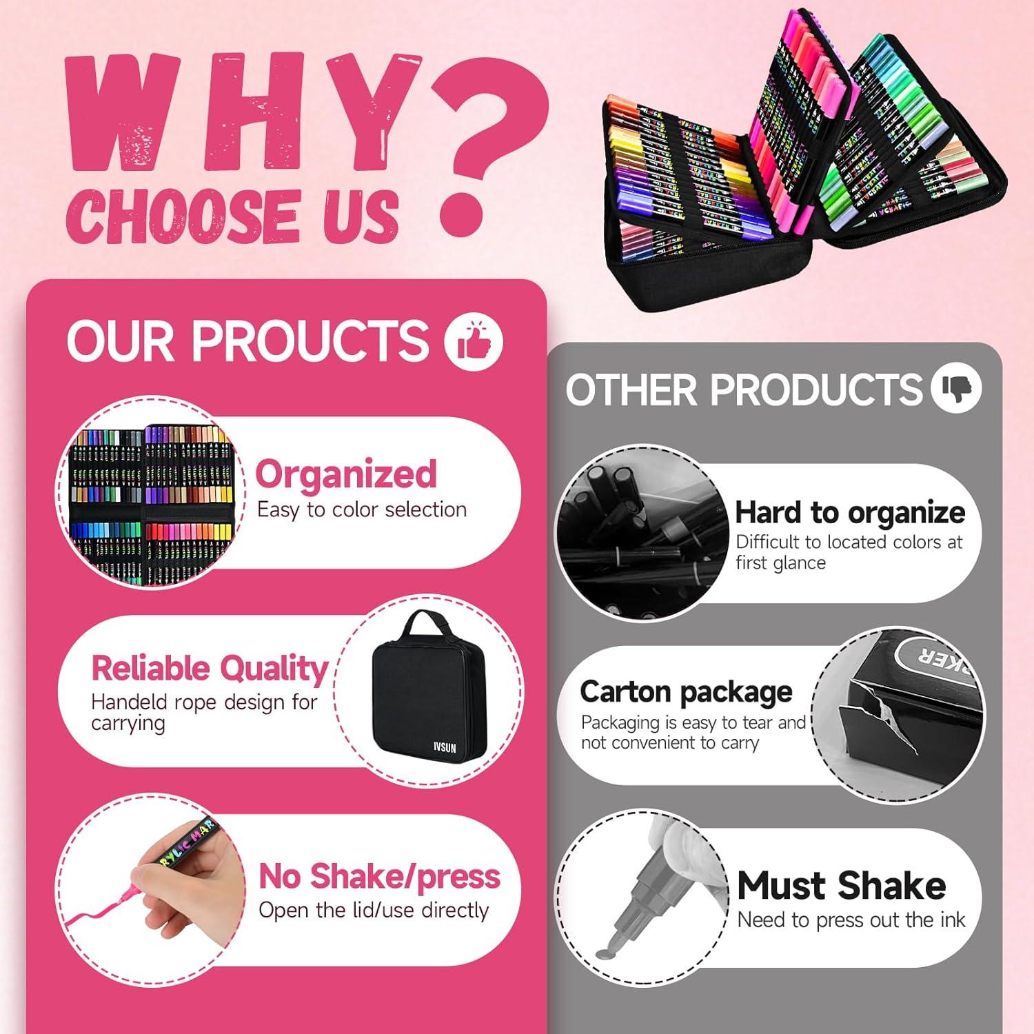 Marcadores de Pintura Acrílica IVSUN - 100 Colores Doble Punta