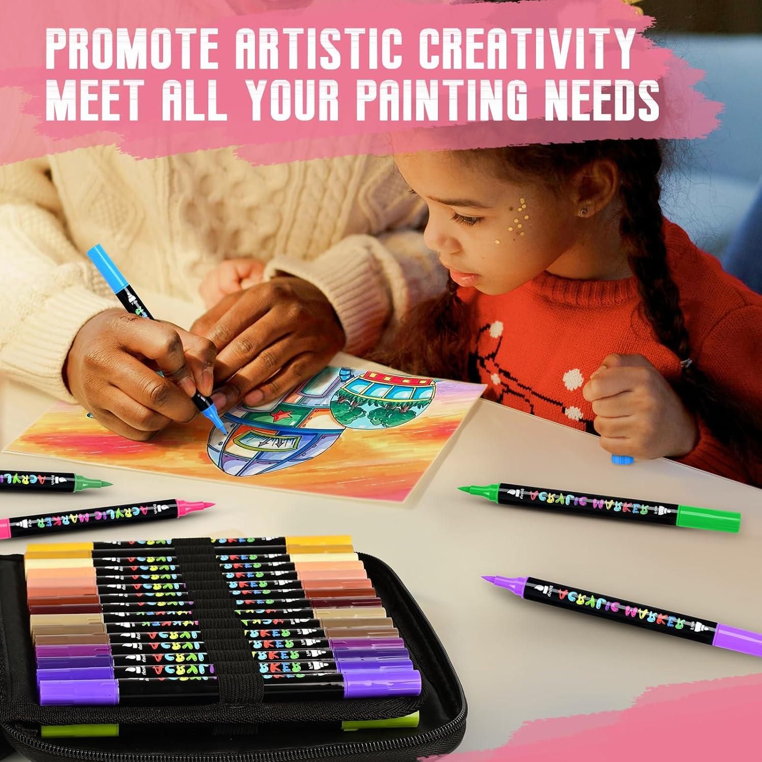 Marcadores de Pintura Acrílica IVSUN - 100 Colores Doble Punta