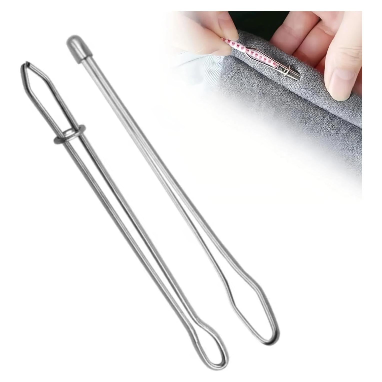 Upgraded DIY Rope Threader Clip, 2025 Metal Drawstring Threader Tool Set with Latch, Drawstrings Replacement with Easy Threaders for Drawstring Replacement for Hoodies, Shorts, Pants (2pcs)