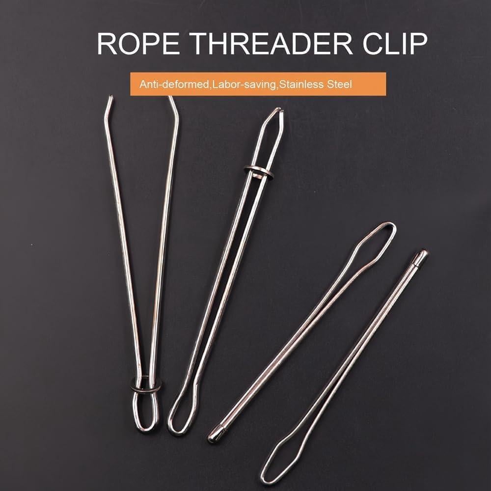 Upgraded DIY Rope Threader Clip, 2025 Metal Drawstring Threader Tool Set with Latch, Drawstrings Replacement with Easy Threaders for Drawstring Replacement for Hoodies, Shorts, Pants (2pcs)