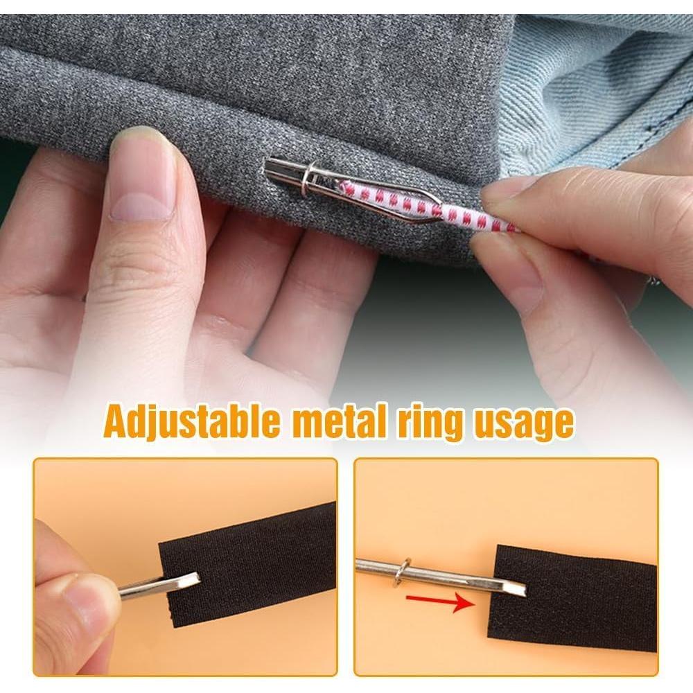 Upgraded DIY Rope Threader Clip, 2025 Metal Drawstring Threader Tool Set with Latch, Drawstrings Replacement with Easy Threaders for Drawstring Replacement for Hoodies, Shorts, Pants (2pcs)