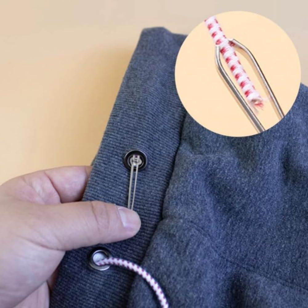 Upgraded DIY Rope Threader Clip, 2025 Metal Drawstring Threader Tool Set with Latch, Drawstrings Replacement with Easy Threaders for Drawstring Replacement for Hoodies, Shorts, Pants (2pcs)