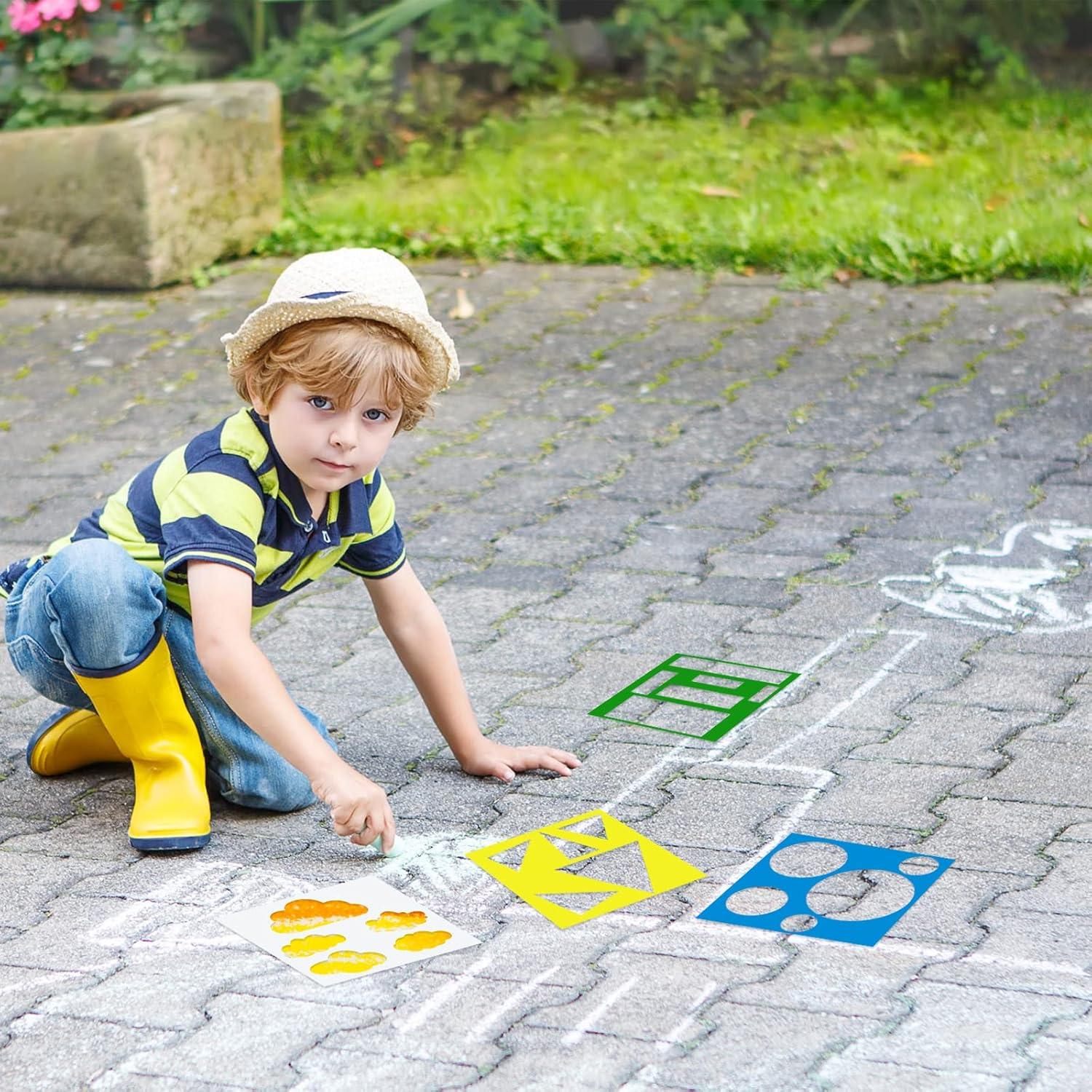 16 Plantillas Geométricas para Niños Epakh 15x15 cm Reutilizables