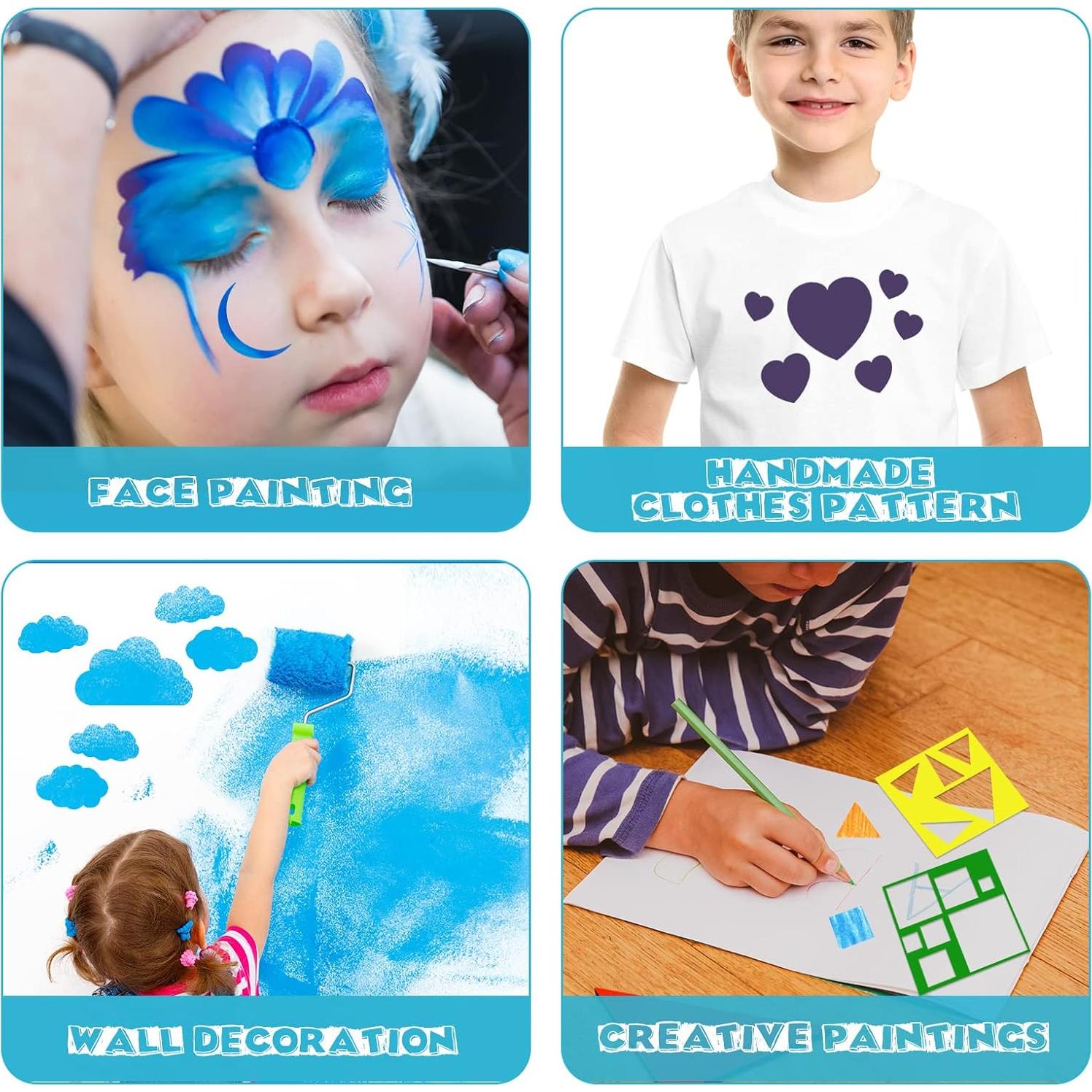 16 Plantillas Geométricas para Niños Epakh 15x15 cm Reutilizables