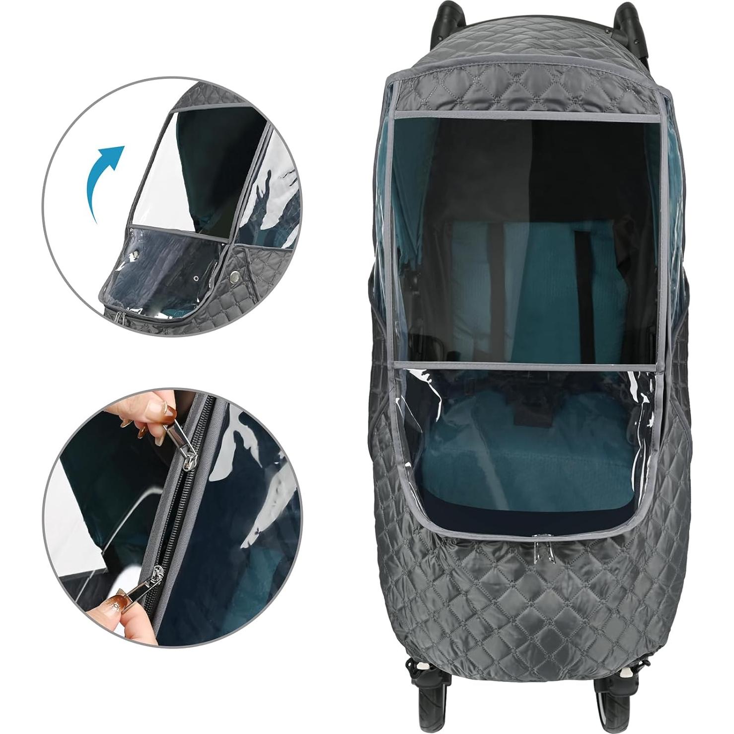 Cubierta de Lluvia para Cochecito Bebamour Gris Oscuro - Impermeable y UV