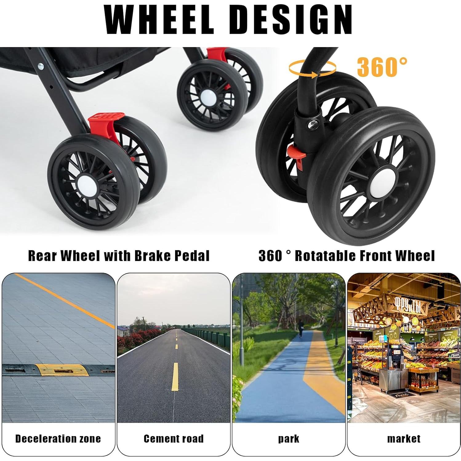 Carrito Plegable para Perros y Gatos OMDOCA 18 kg Negro