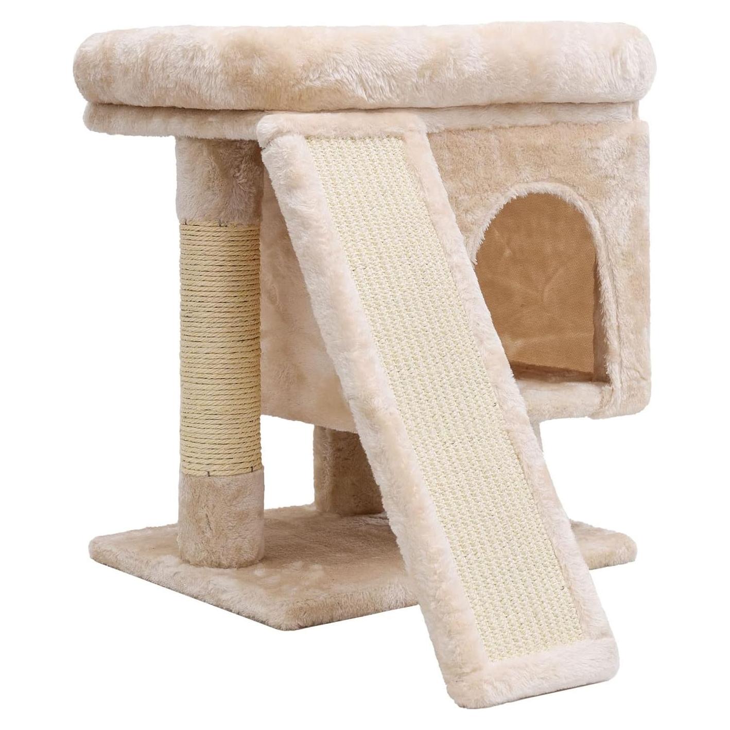 Árbol para Gatos SYANDLVY Beige con Poste y Tabla de Rascado