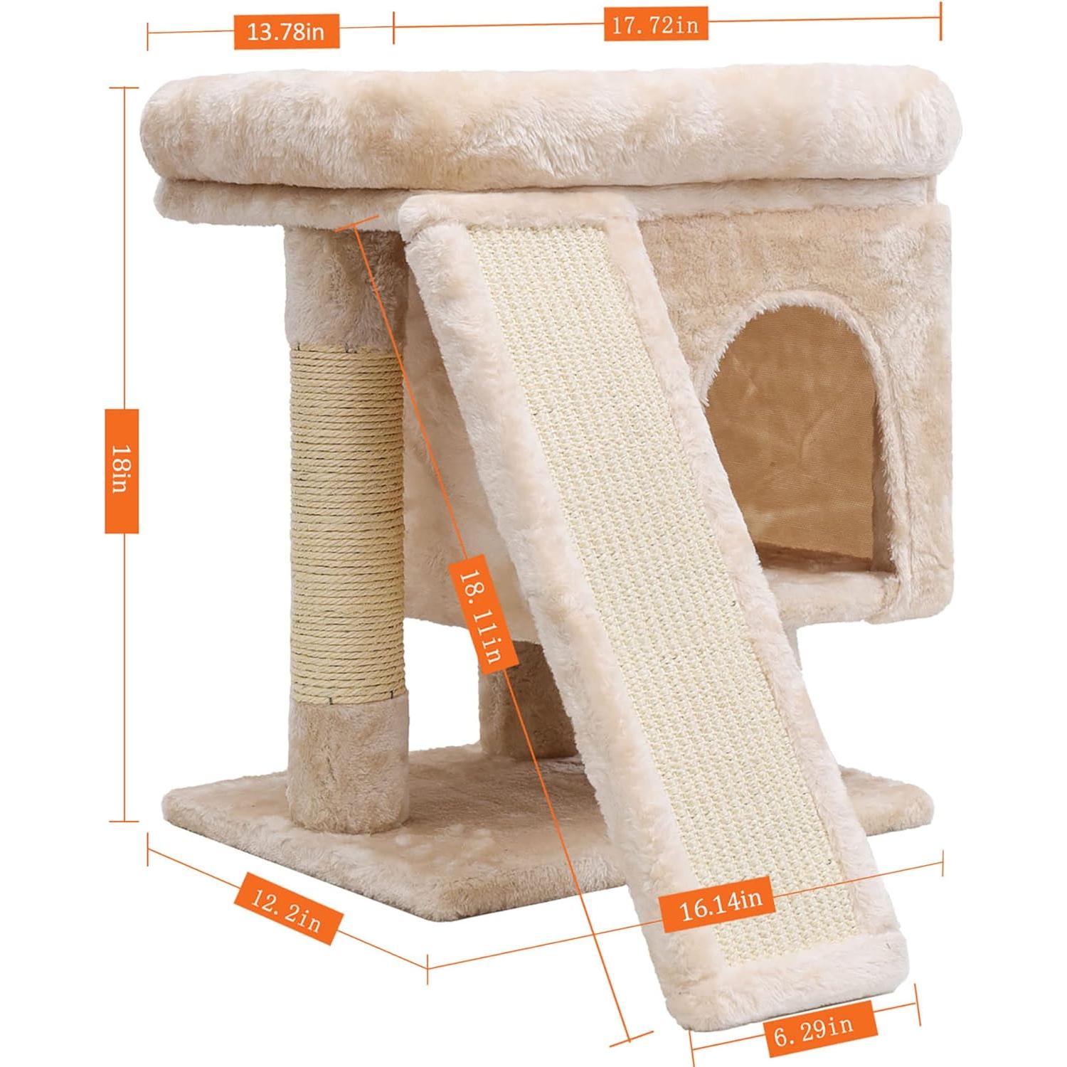 Árbol para Gatos SYANDLVY Beige con Poste y Tabla de Rascado