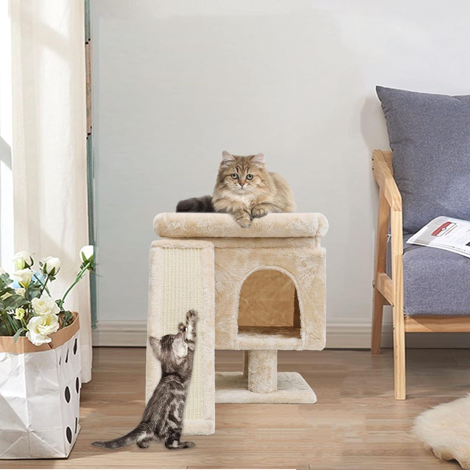 Árbol para Gatos SYANDLVY Beige con Poste y Tabla de Rascado
