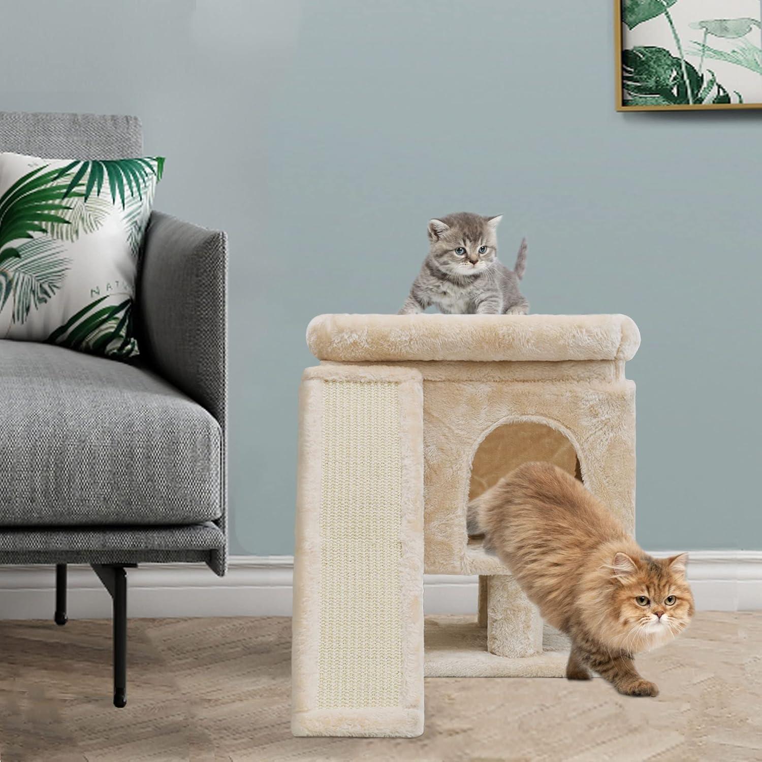 Árbol para Gatos SYANDLVY Beige con Poste y Tabla de Rascado