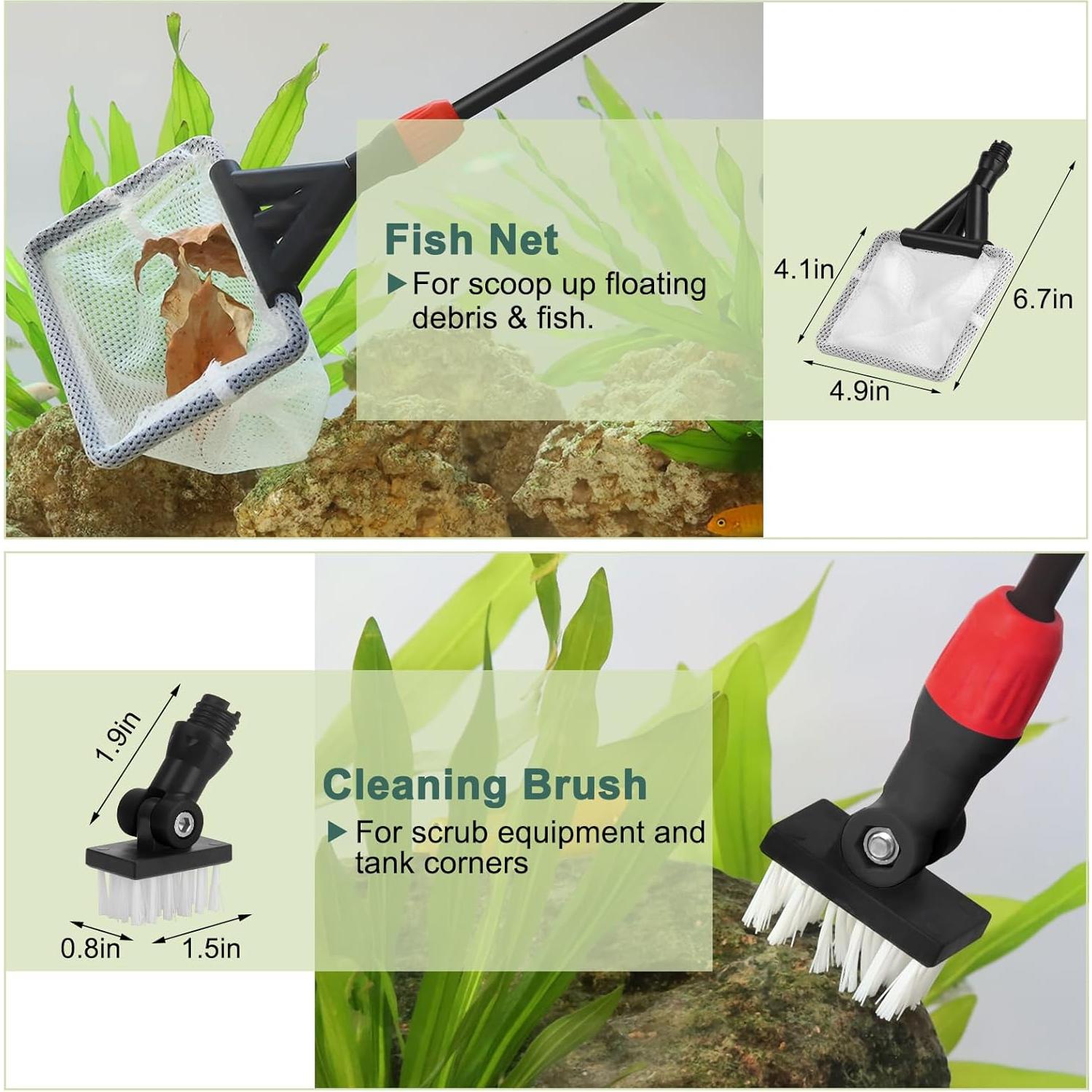 Kit de Limpieza de Acuario 6 en 1 Hygger con Mango de 44.9 cm