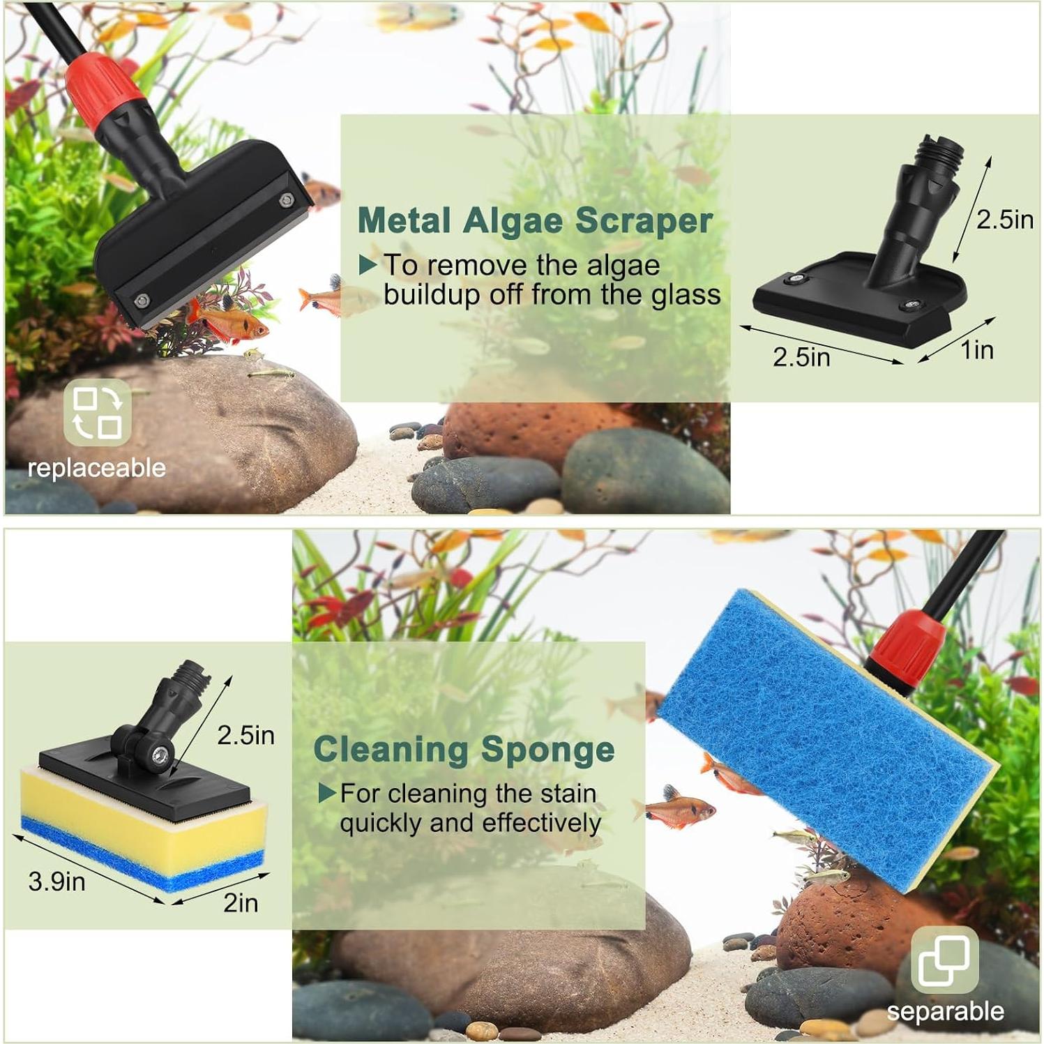 Kit de Limpieza de Acuario 6 en 1 Hygger con Mango de 44.9 cm