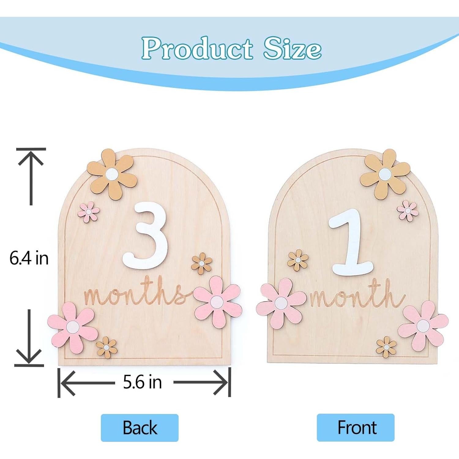 Tarjetas de Hitos Mensuales Bebé Flor - 1 a 12 Meses
