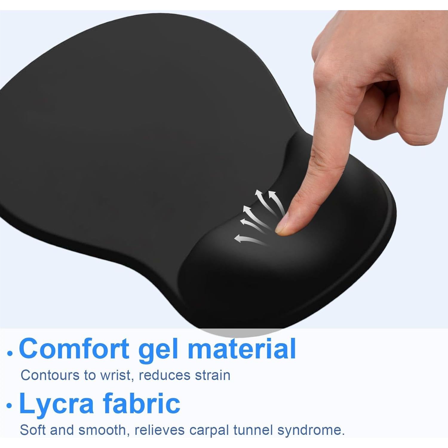 Alfombrilla de Ratón Ergonómica Knocent con Soporte de Gel Negro