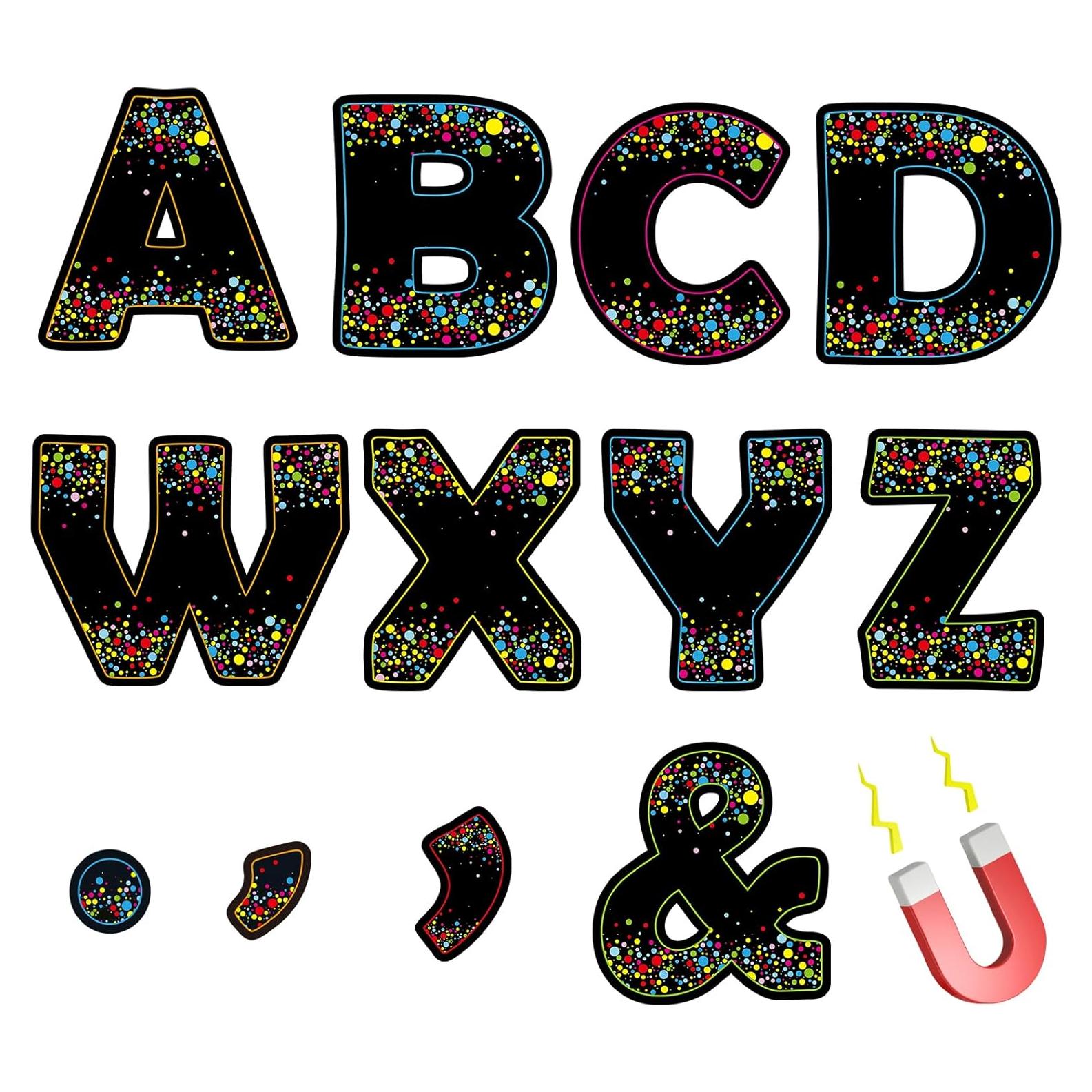 Letras Magnéticas Negras con Confeti Qyeahkj - 103 Piezas 5cm