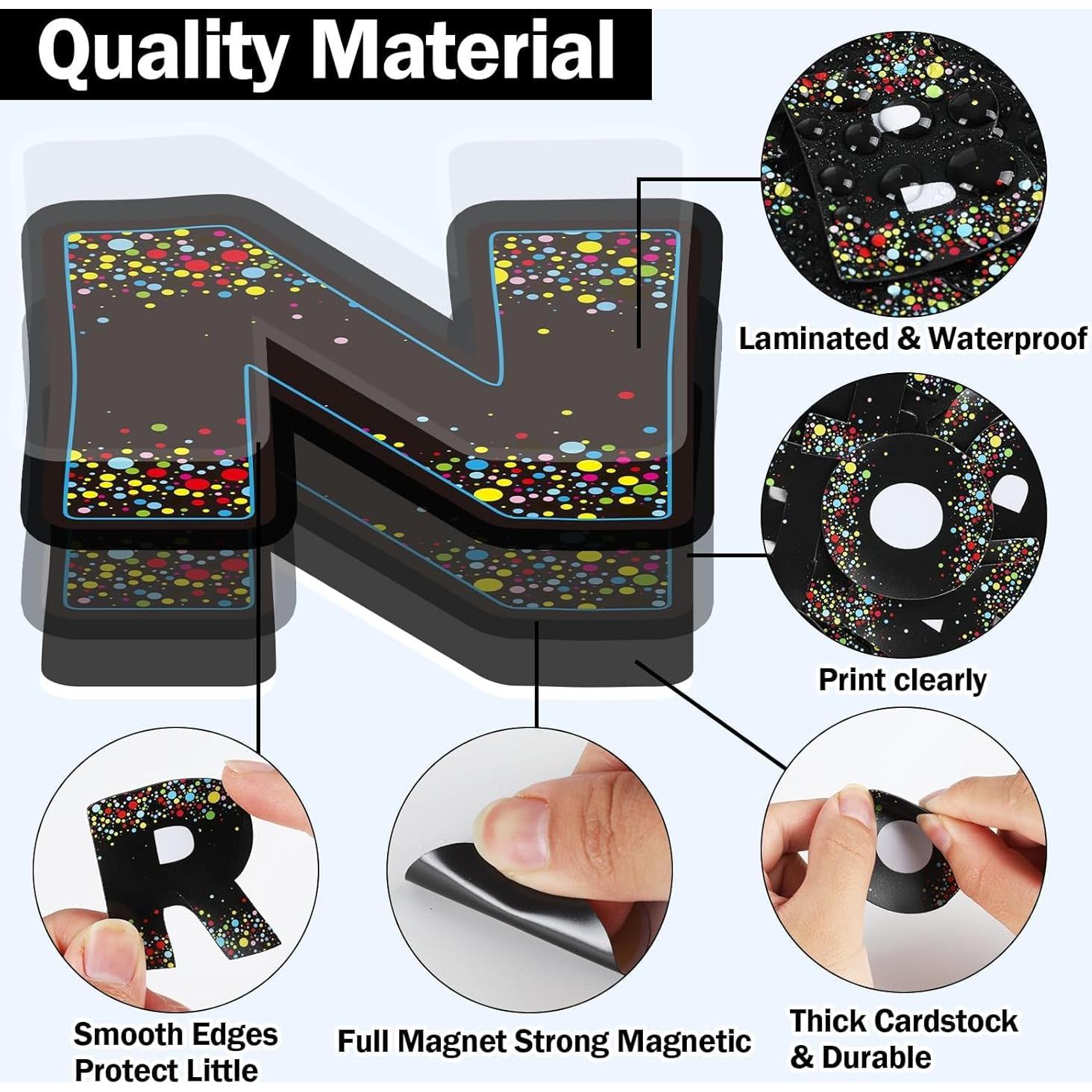 Letras Magnéticas Negras con Confeti Qyeahkj - 103 Piezas 5cm