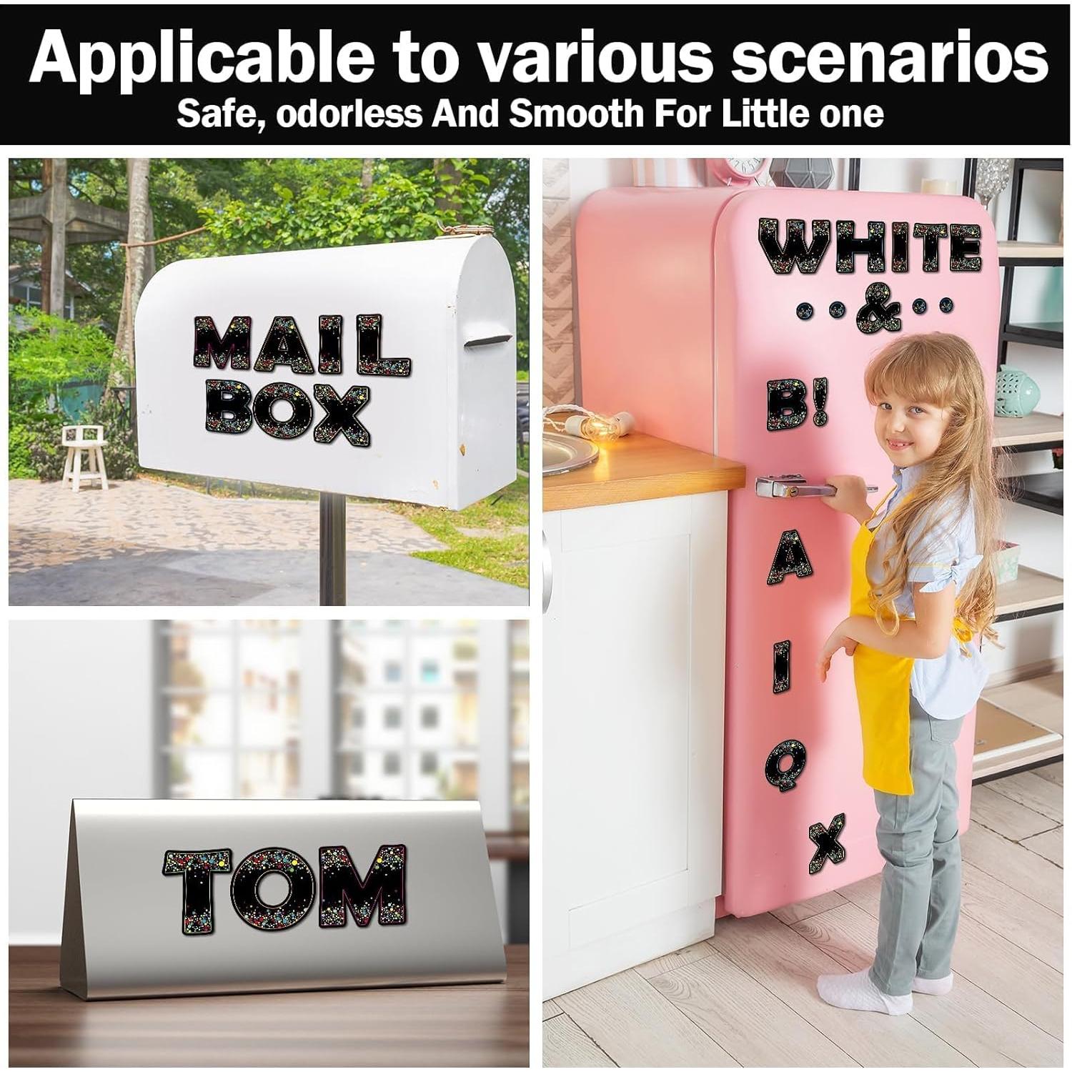 Letras Magnéticas Negras con Confeti Qyeahkj - 103 Piezas 5cm