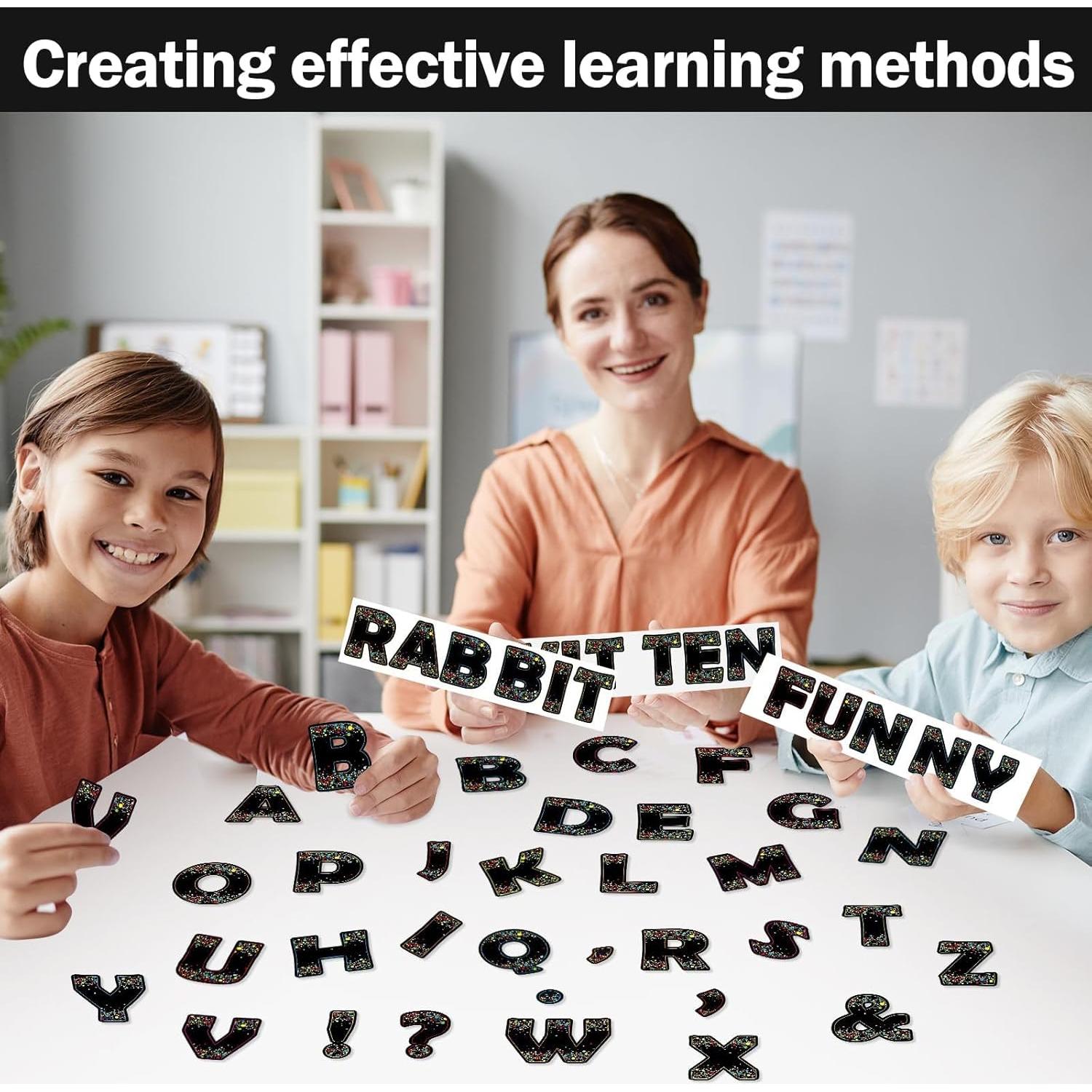 Letras Magnéticas Negras con Confeti Qyeahkj - 103 Piezas 5cm