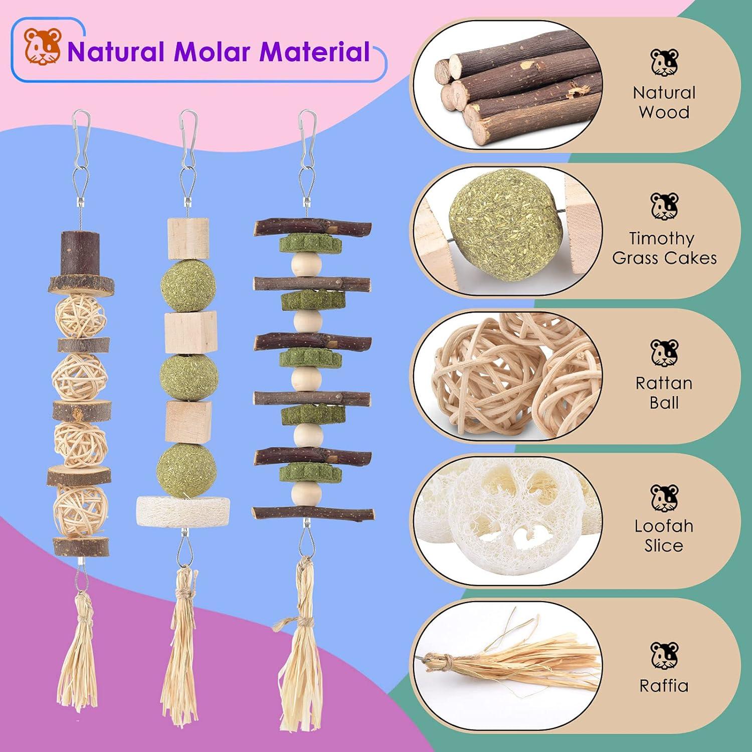 Juguetes de Masticar para Conejos Bissap 3 PCS Naturales