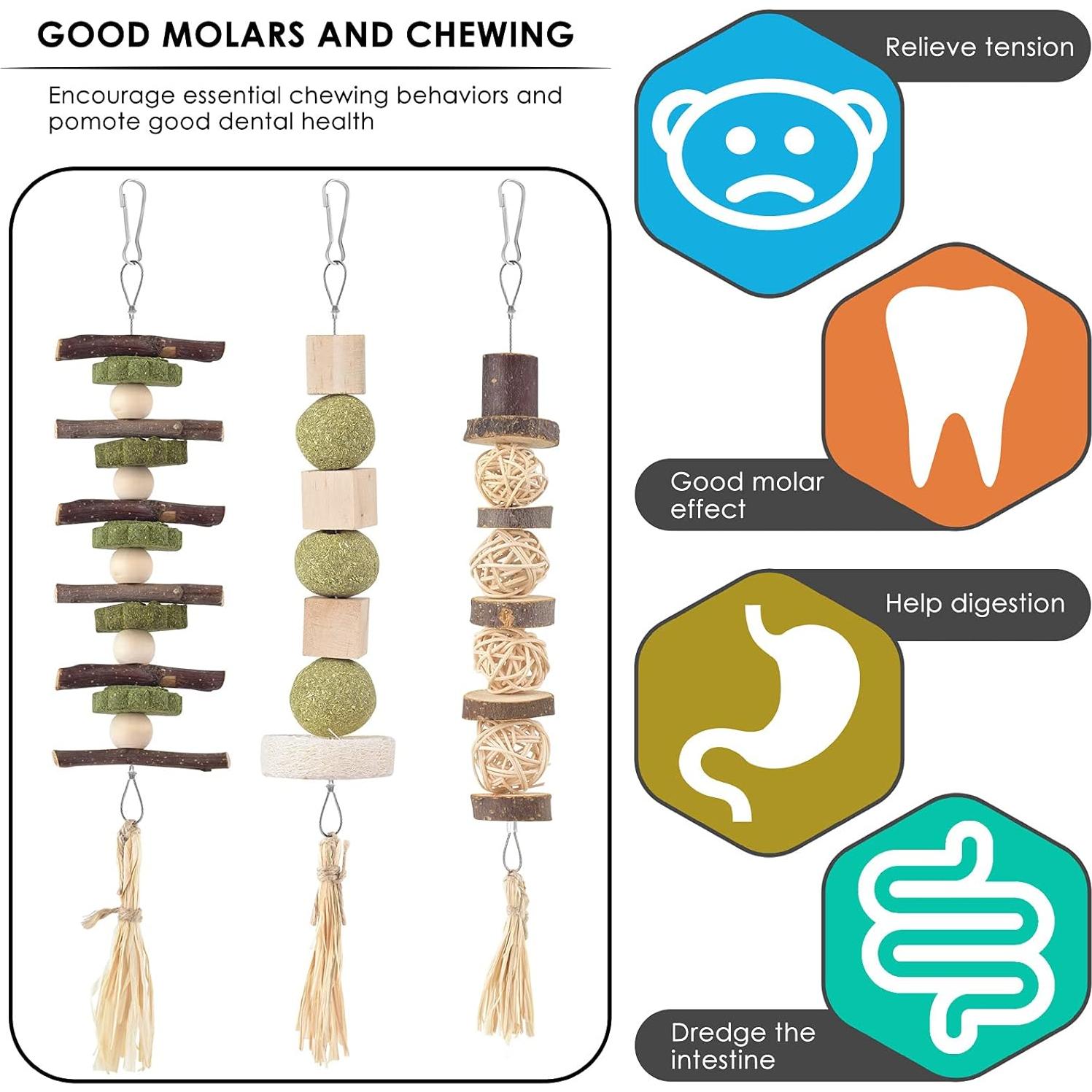 Juguetes de Masticar para Conejos Bissap 3 PCS Naturales