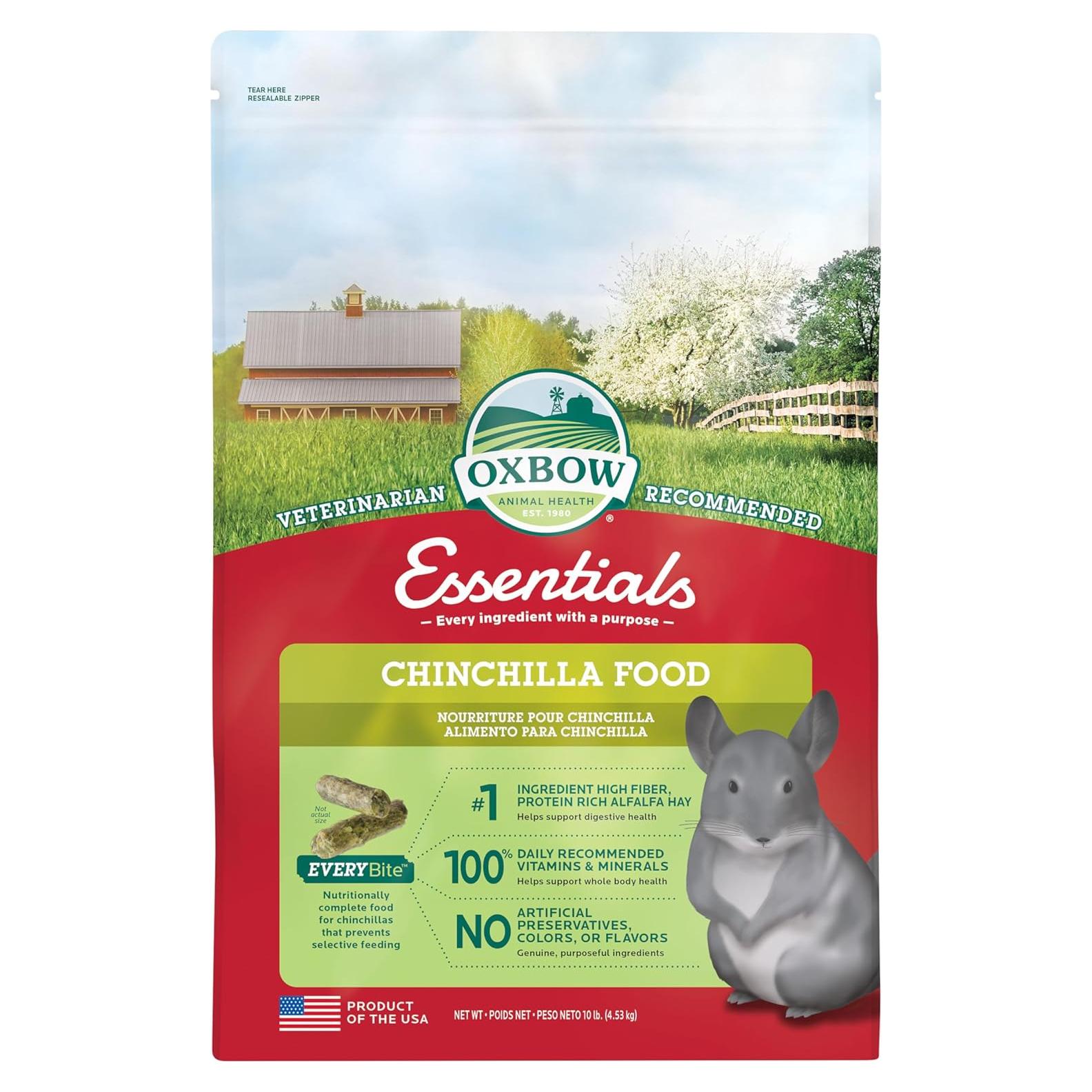 Alimento para Chinchillas Oxbow 4.54 kg - Rico en Fibra y Vitaminas